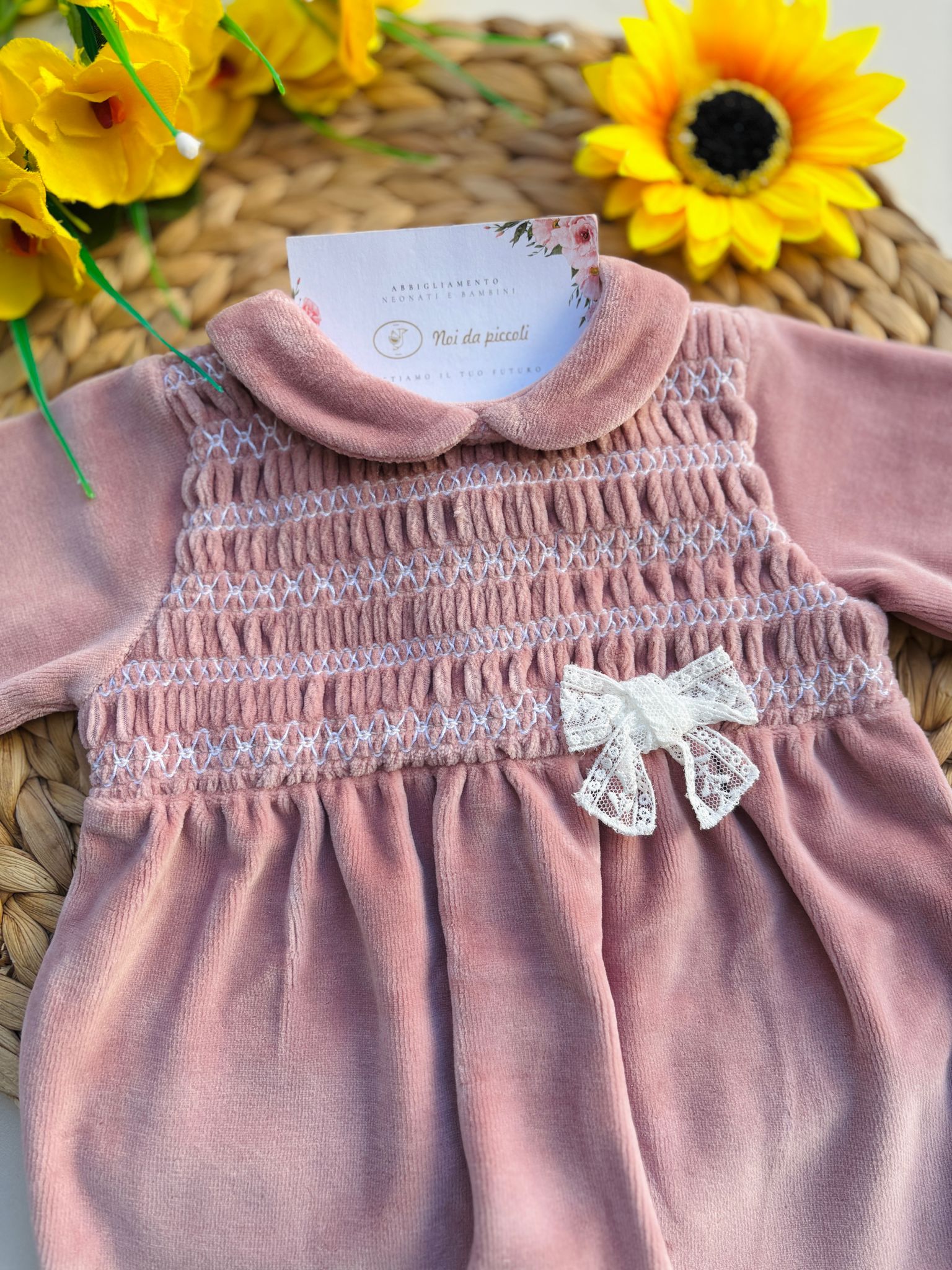 TUTINA IN CINIGLIA CON FIOCCHETTO ROSA SCURO - Noi da piccoli