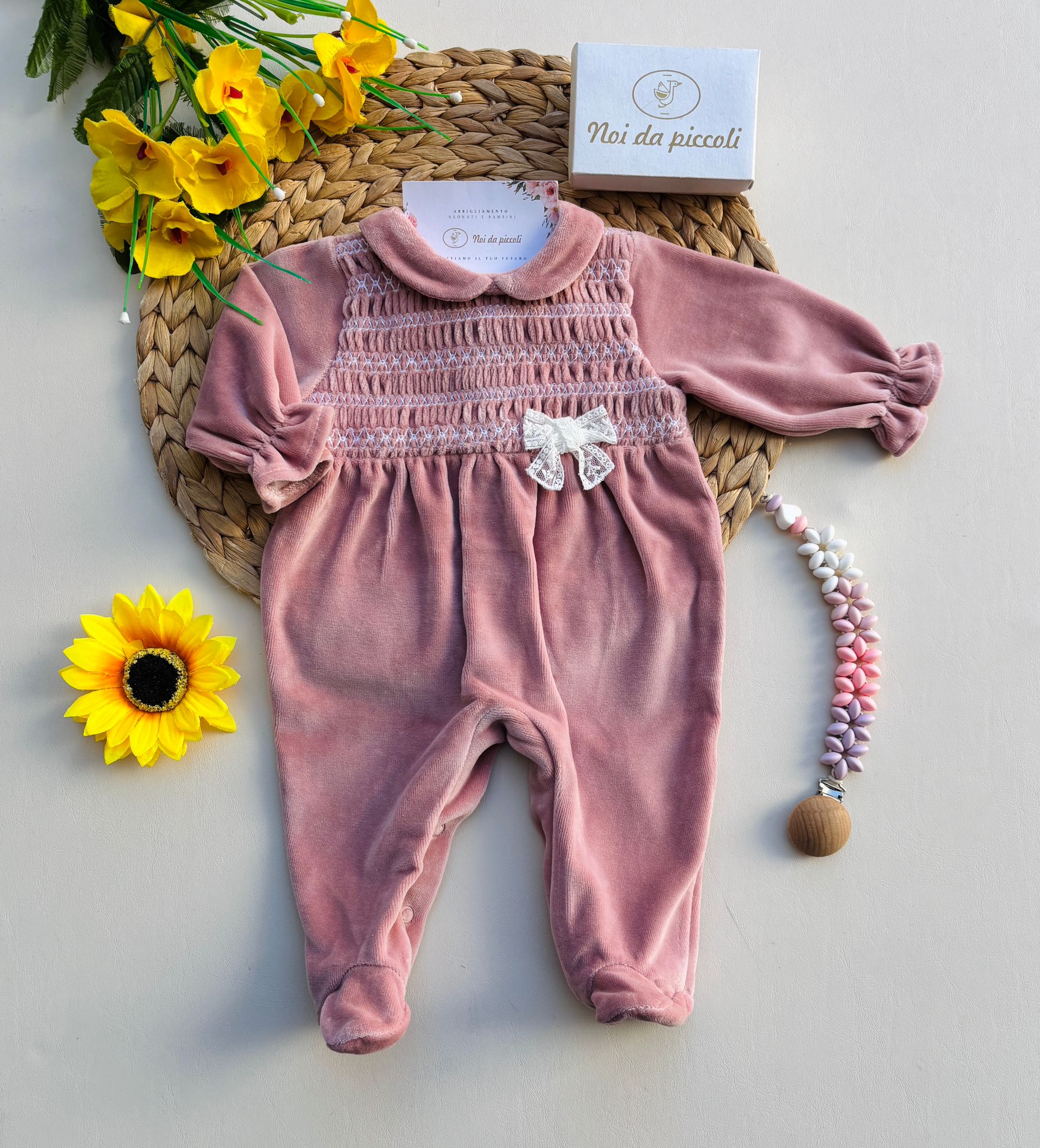 TUTINA IN CINIGLIA CON FIOCCHETTO ROSA SCURO - Noi da piccoli