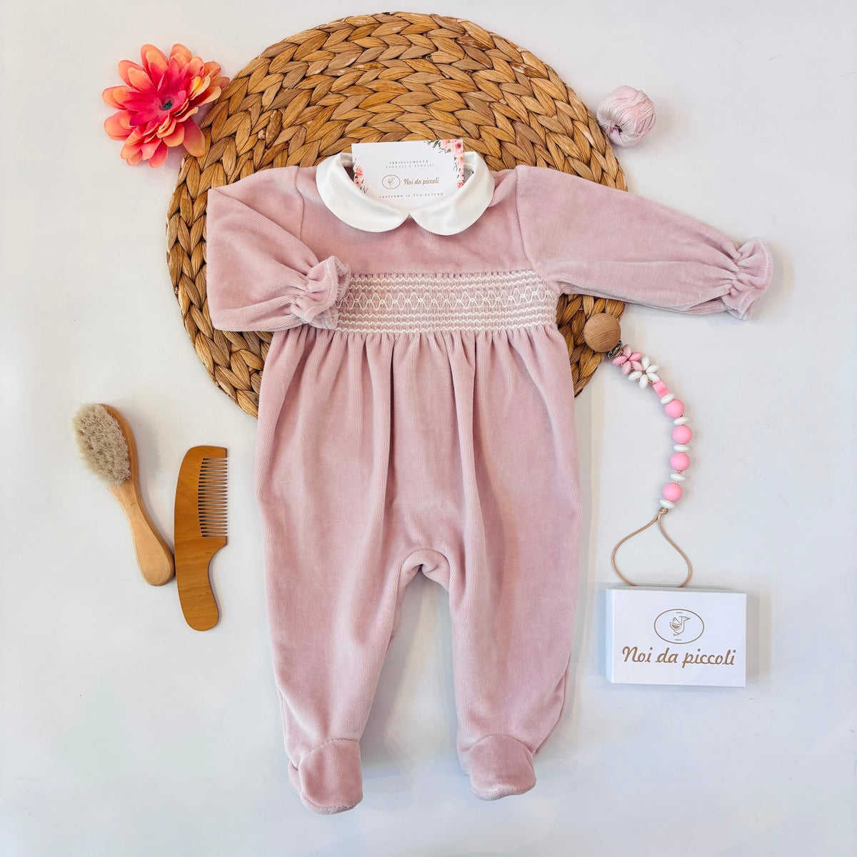 TUTINA IN CINIGLIA PUNTO SMOCK ROSA - Noi da piccoli