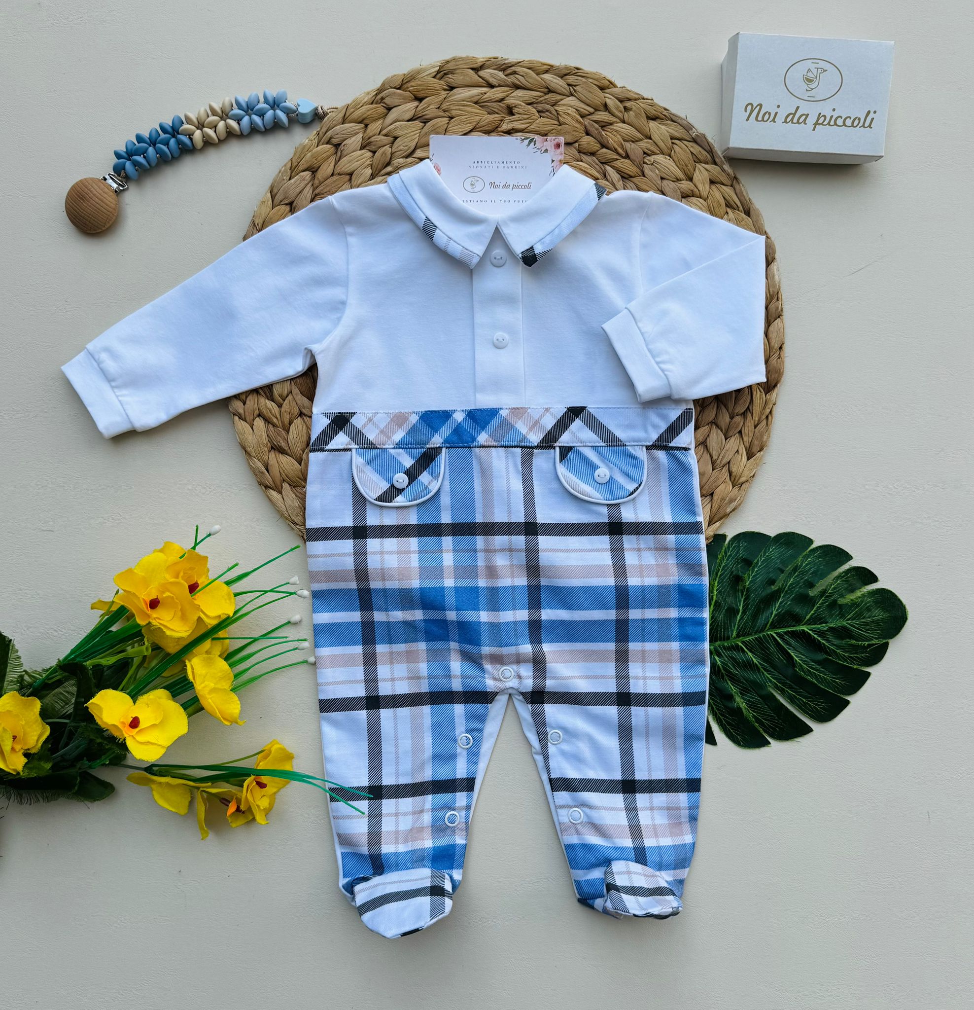 TUTINA IN COTONE A QUADRONI BIANCO - Noi da piccoli