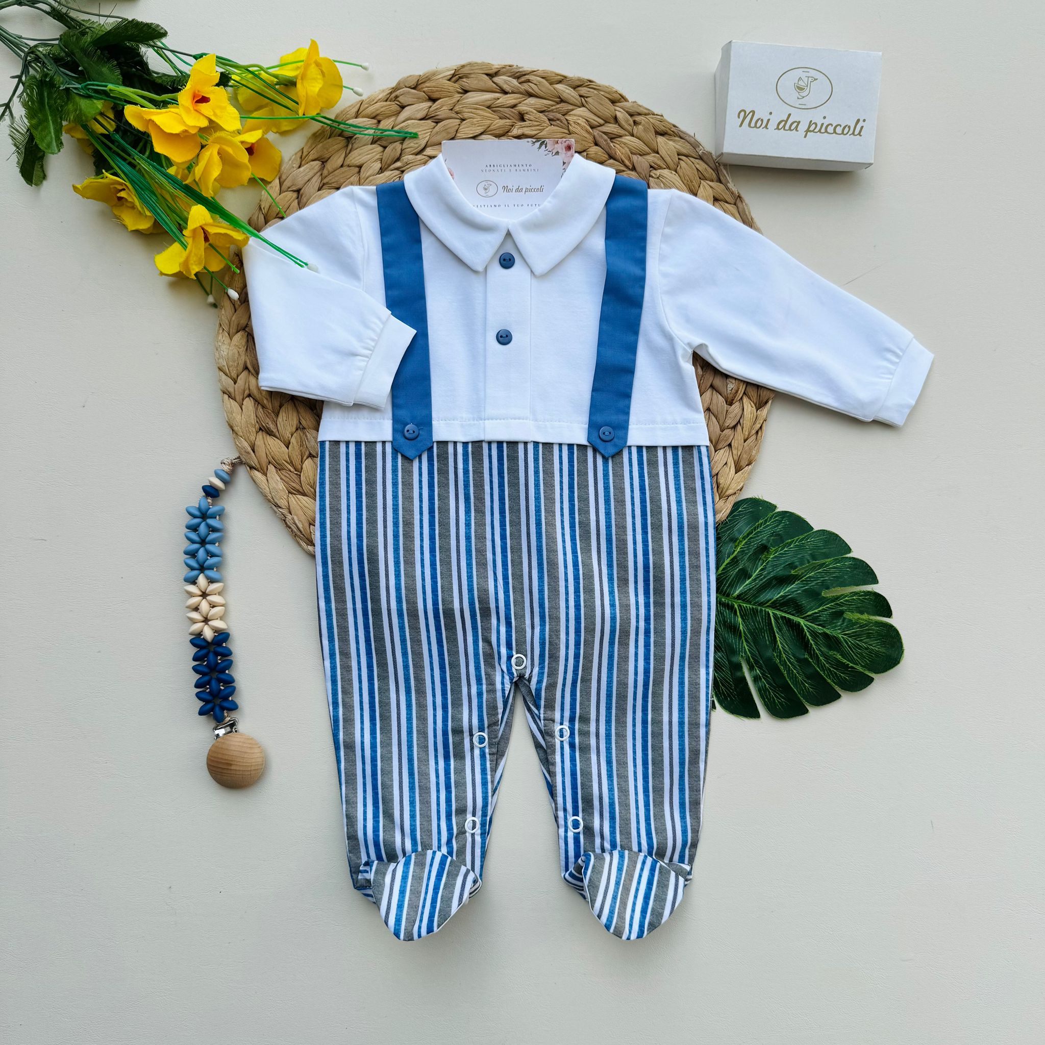 TUTINA IN COTONE A RIGHE BIANCO BLU - Noi da piccoli