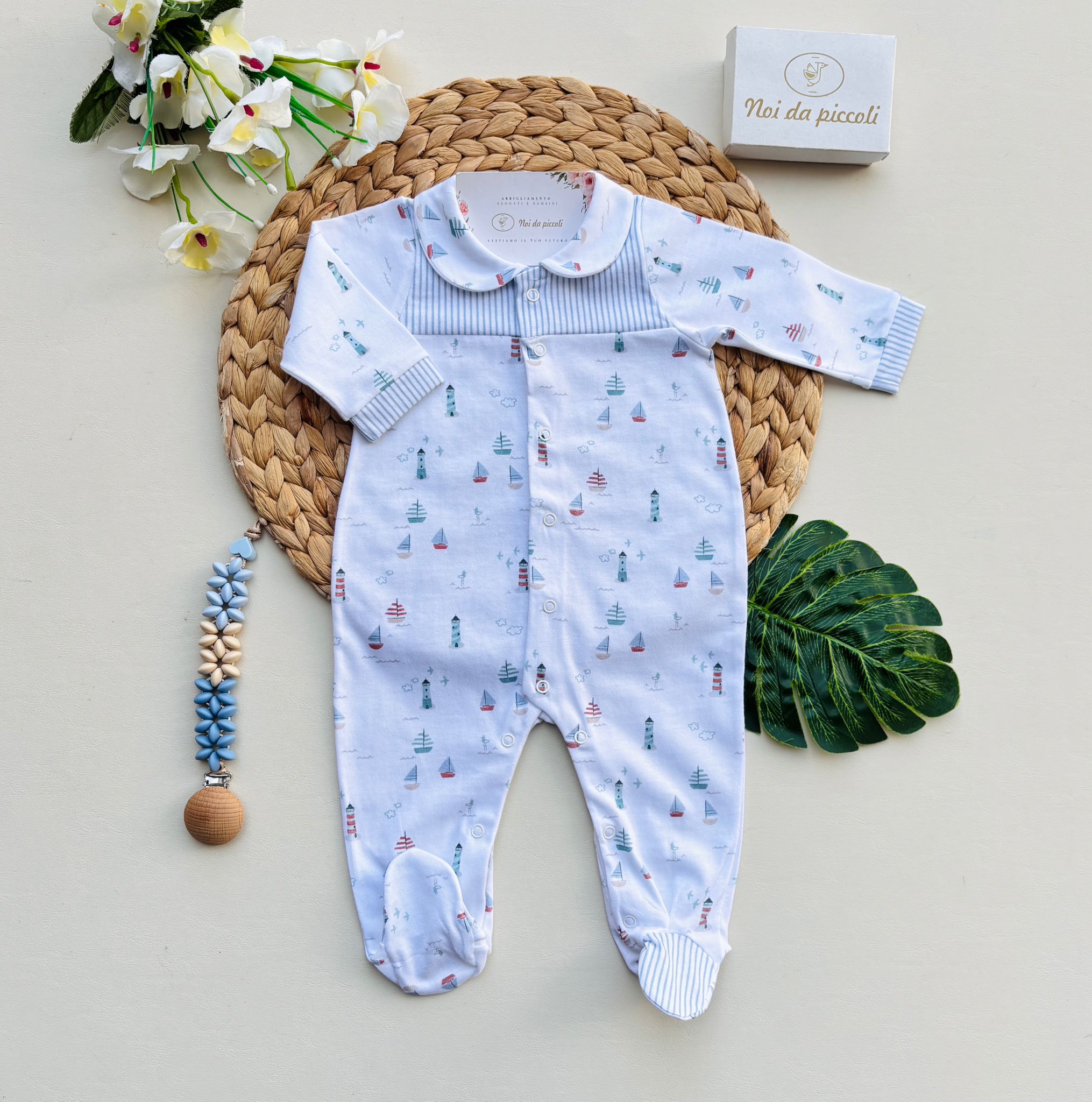 TUTINA IN COTONE ANTIPANICO CON BARCHETTE BIANCO - Noi da piccoli