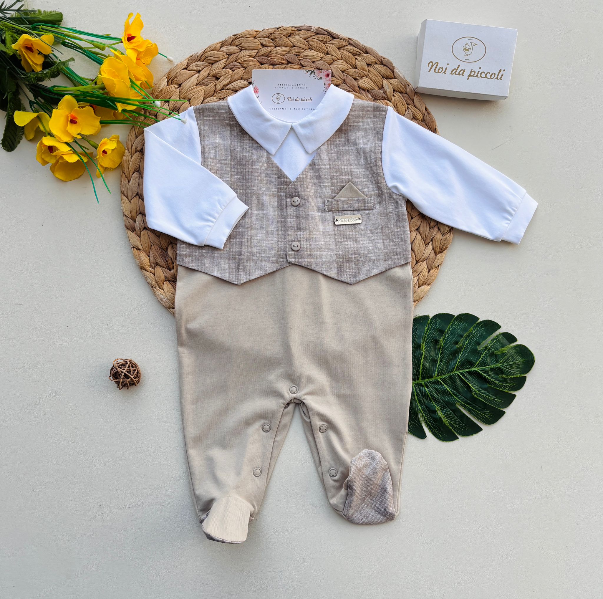 tutina in cotone BEIGE - Noi da piccoli