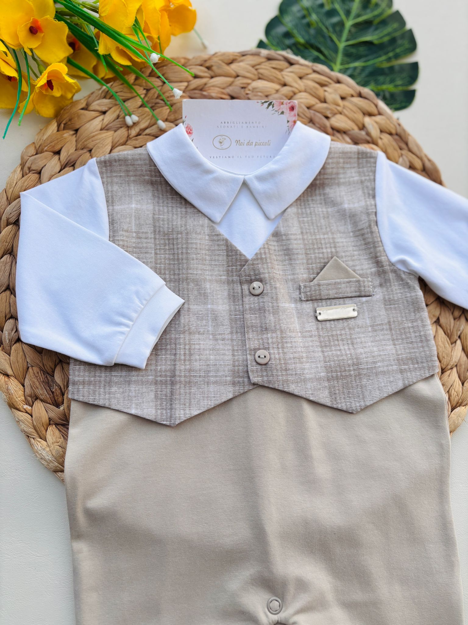 tutina in cotone BEIGE - Noi da piccoli