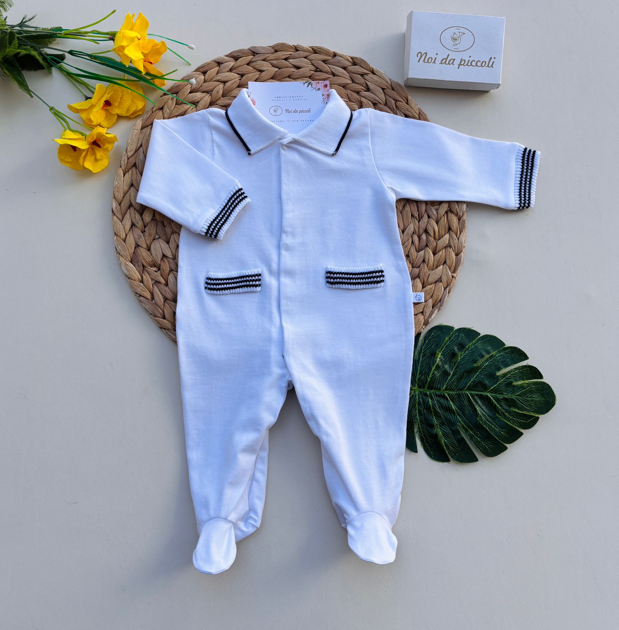 TUTINA IN COTONE BIANCO E BLU - Noi da piccoli