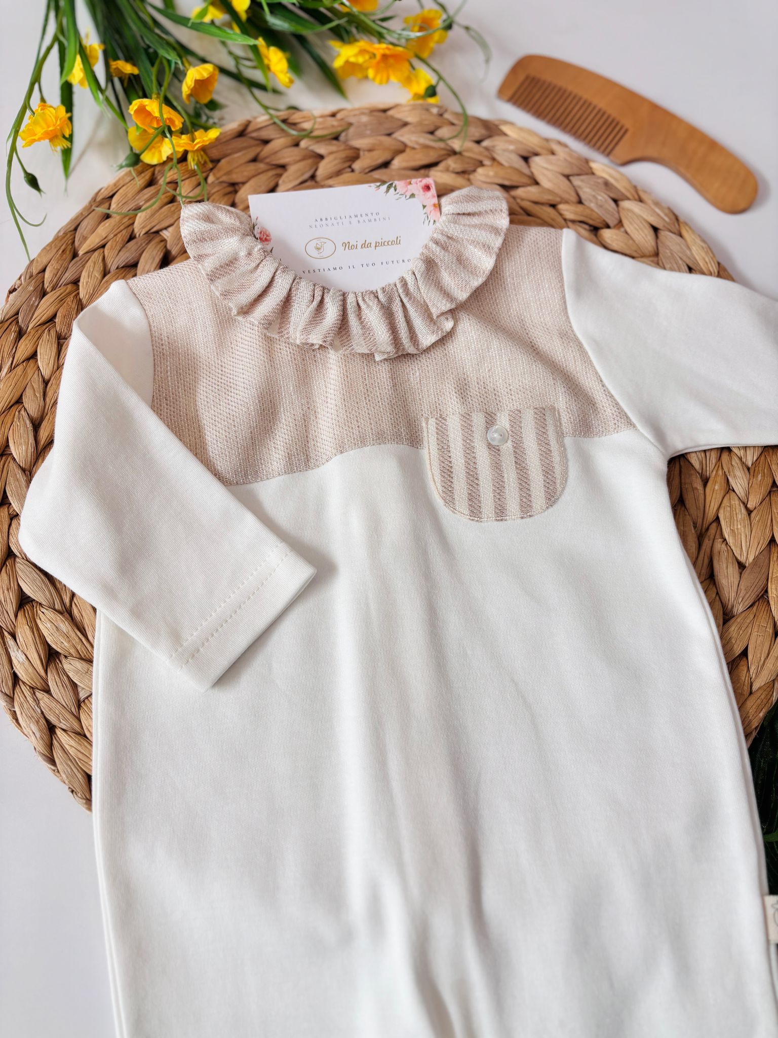 TUTINA IN COTONE BICOLOR CRUDO - Noi da piccoli