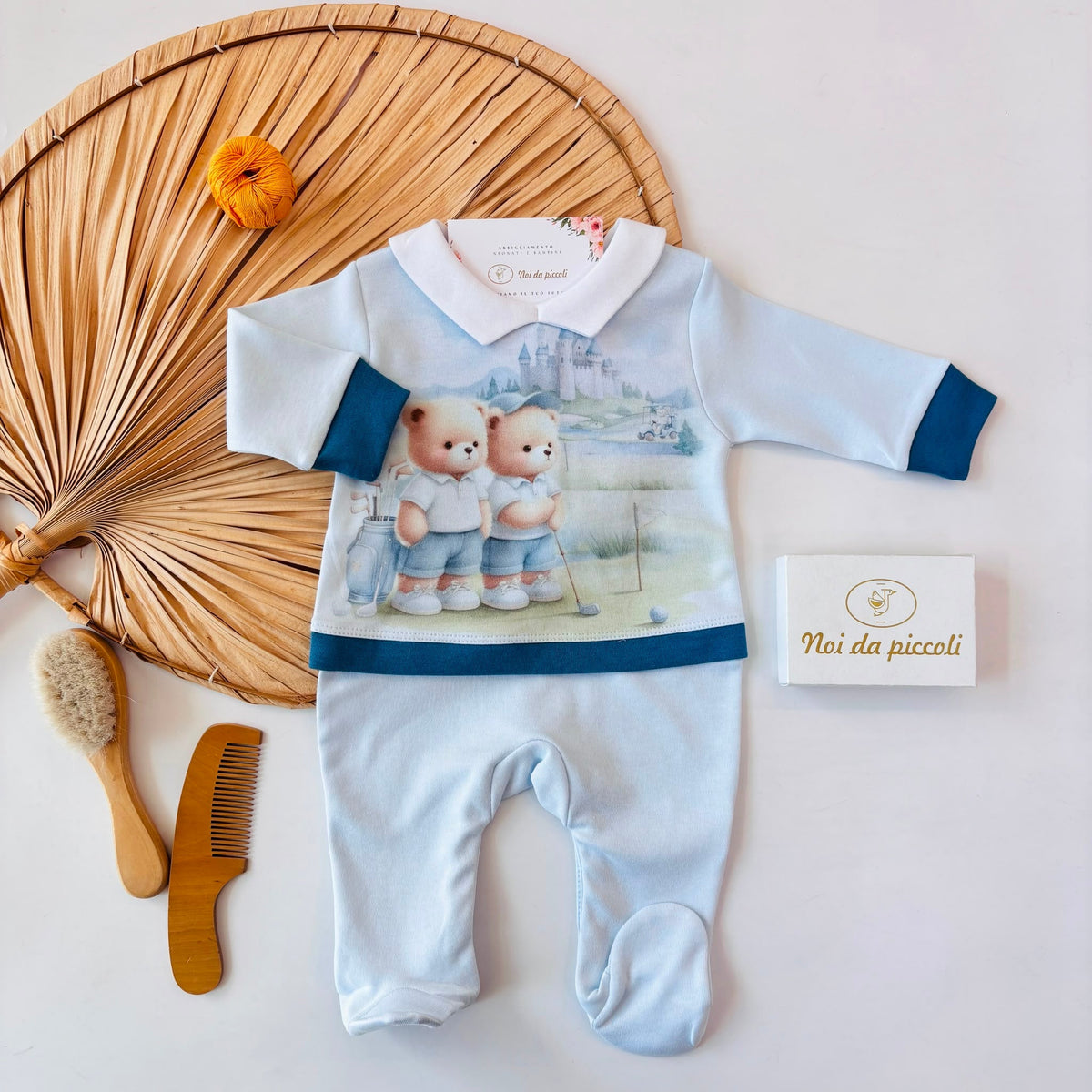 TUTINA in cotone caldo orsetti golf CIELO - Noi da piccoli