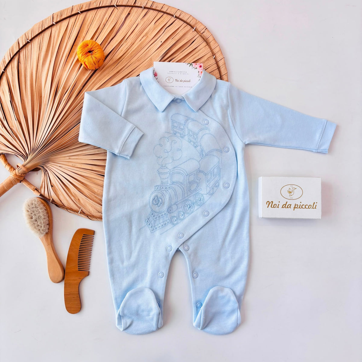 TUTINA in cotone caldo trenino CIELO - Noi da piccoli