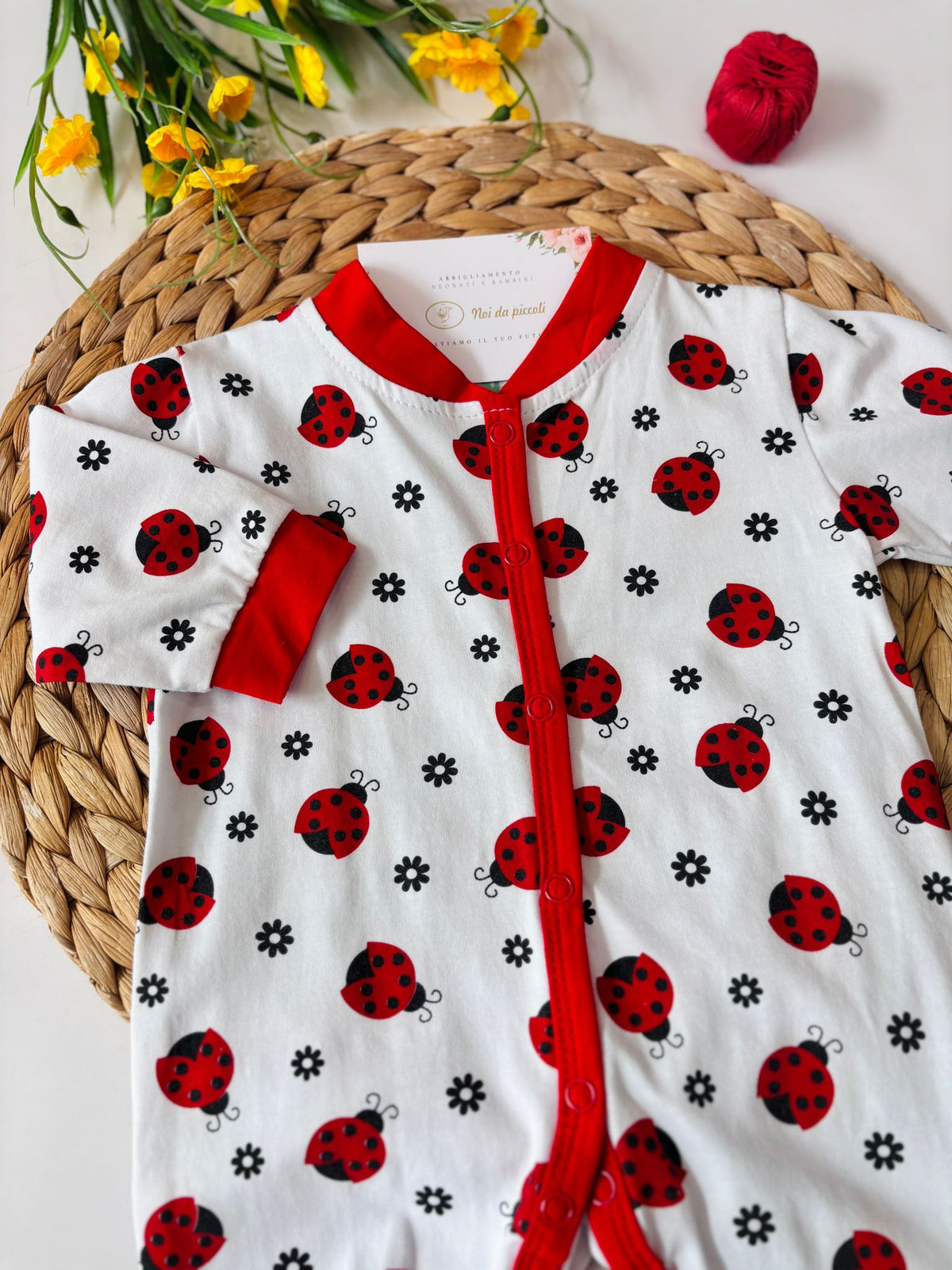 Red Cotton One-Piece with Ladybugs FS BABY - Noi da piccoli