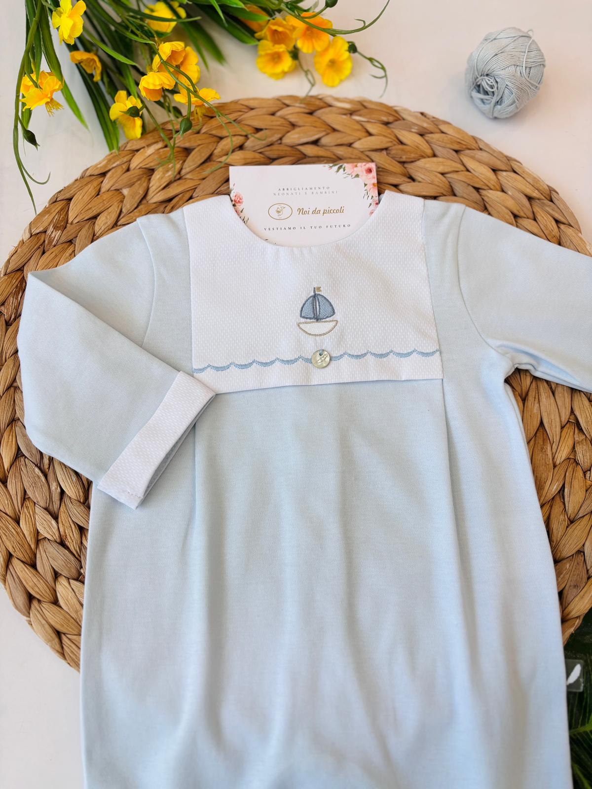 TUTINA IN COTONE CON BARCHETTA CIELO - Noi da piccoli