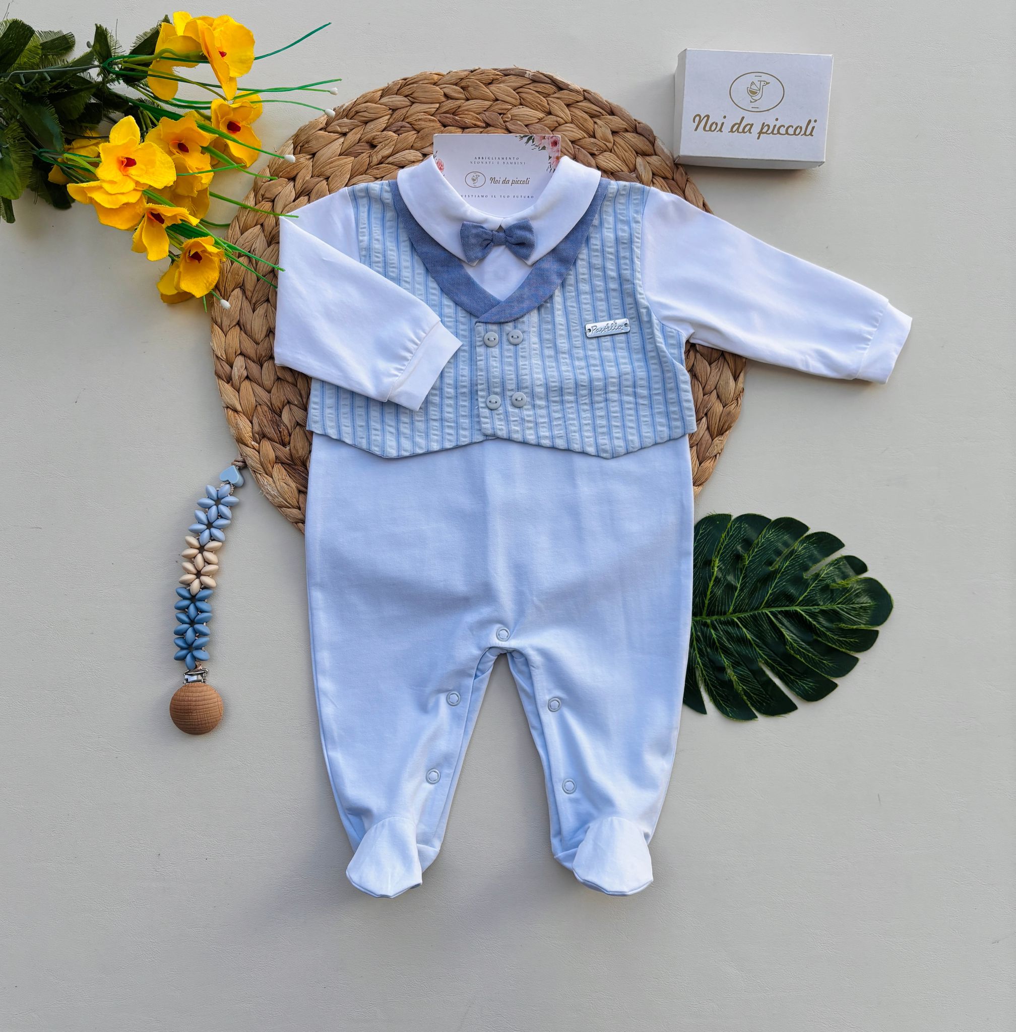 TUTINA IN COTONE CON BOTTONCINI CIELO - Noi da piccoli