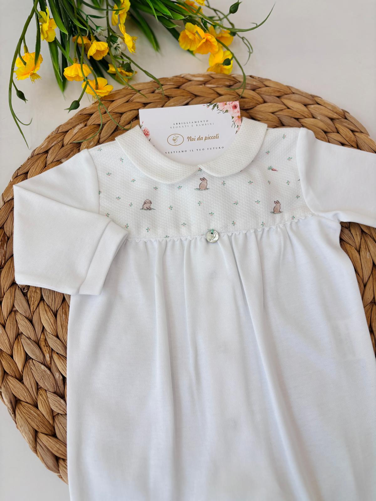 TUTINA IN COTONE CON CONIGLIETTI BIANCO - Noi da piccoli
