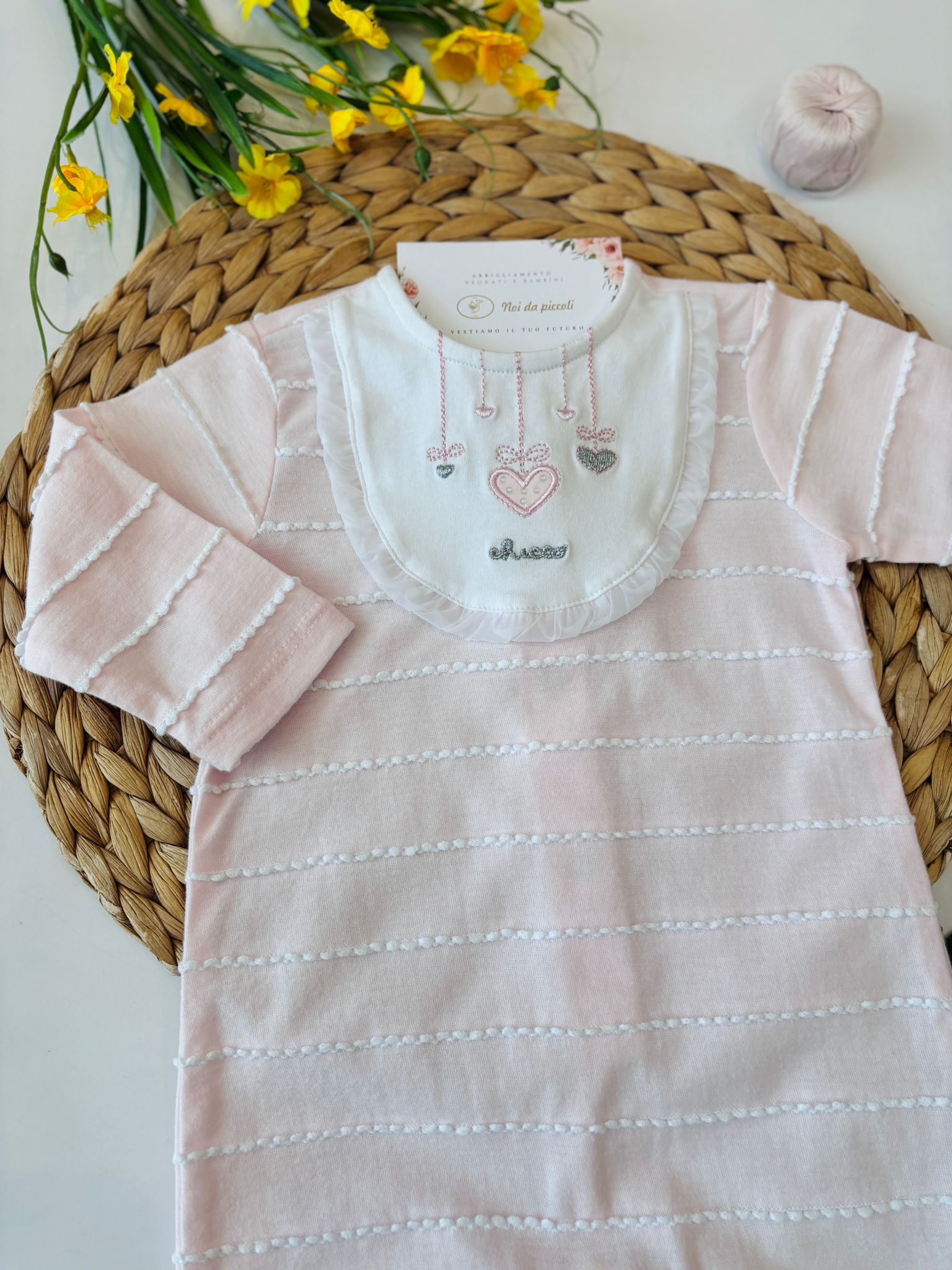 TUTINA IN COTONE CON CUORICINI ROSA - Noi da piccoli