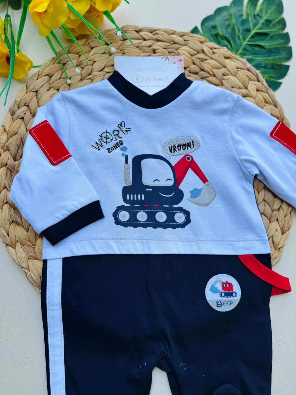 TUTINA IN COTONE CON DISEGNINI BLU - Noi da piccoli