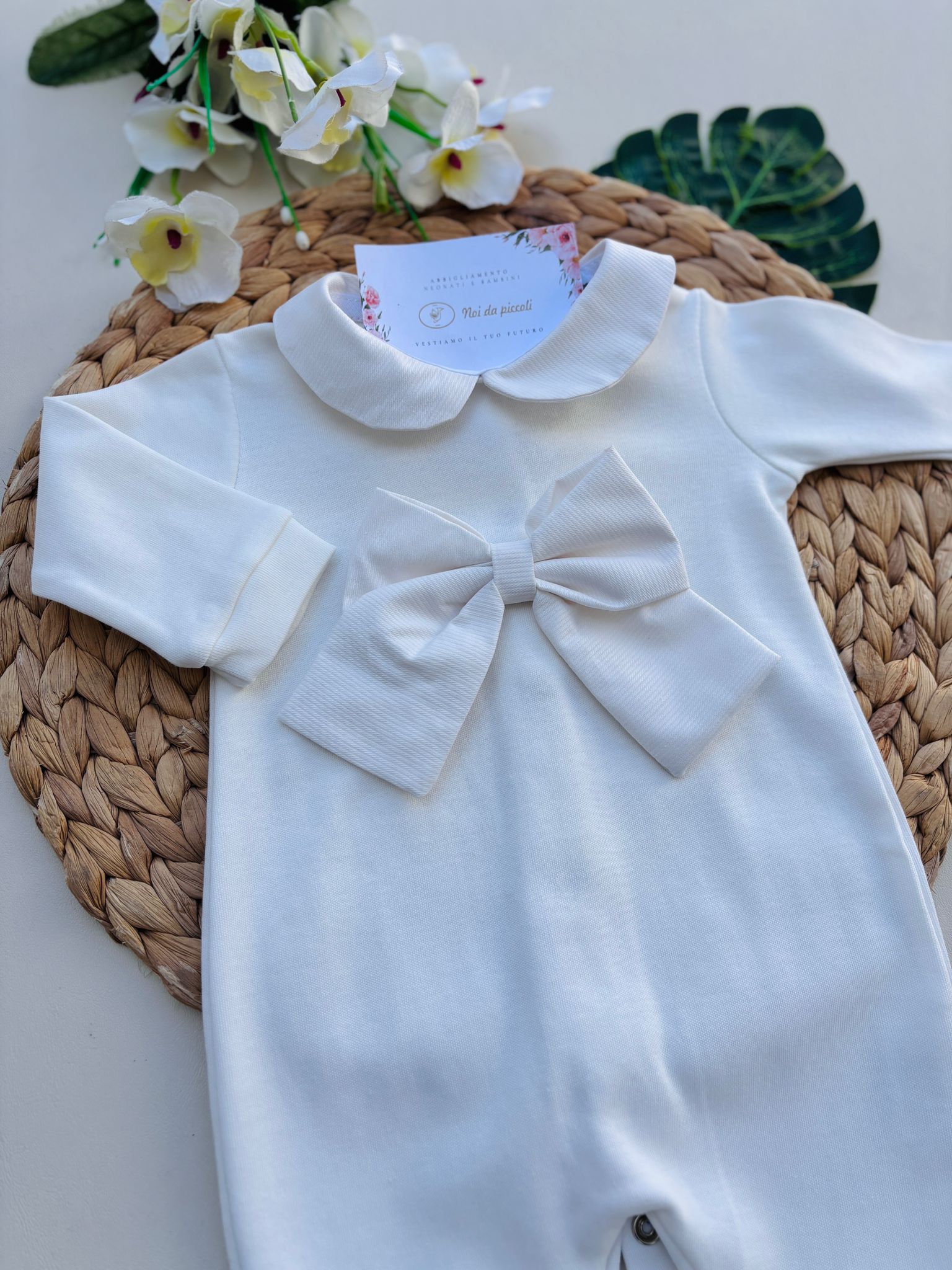 TUTINA IN COTONE CON FIOCCO BIANCO - Noi da piccoli