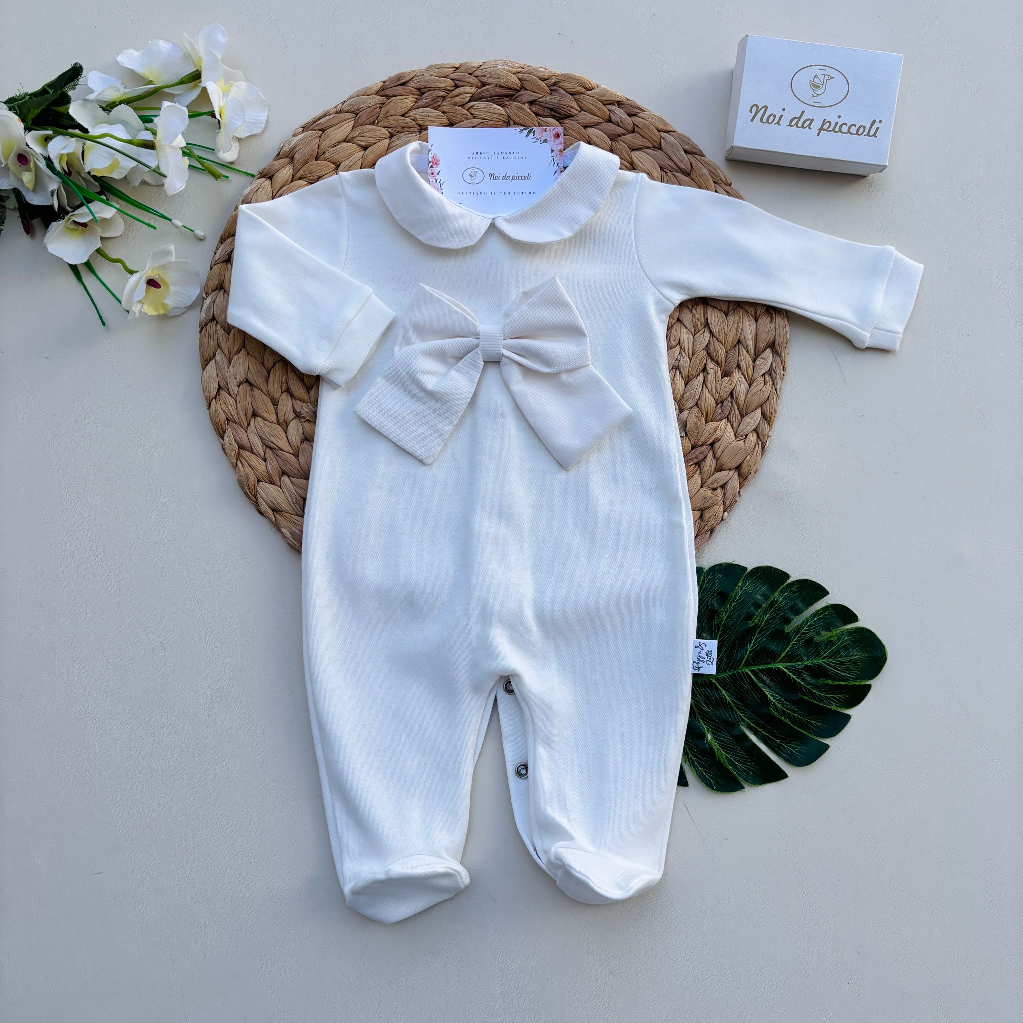 TUTINA IN COTONE CON FIOCCO BIANCO - Noi da piccoli