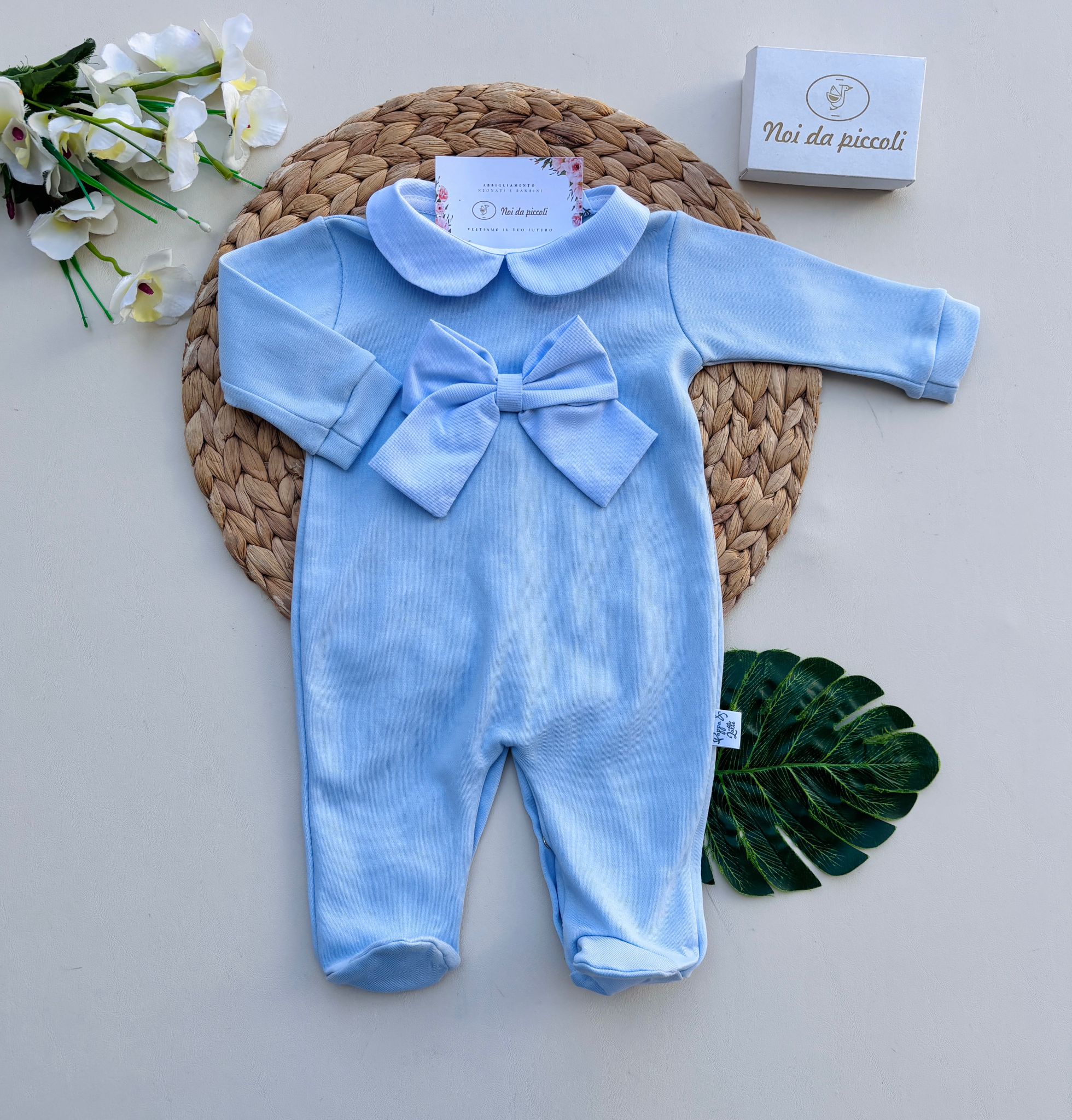 TUTINA IN COTONE CON FIOCCO CIELO - Noi da piccoli