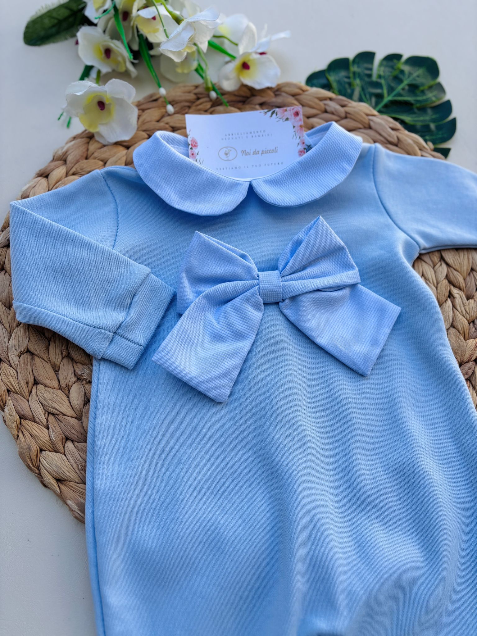 TUTINA IN COTONE CON FIOCCO CIELO - Noi da piccoli