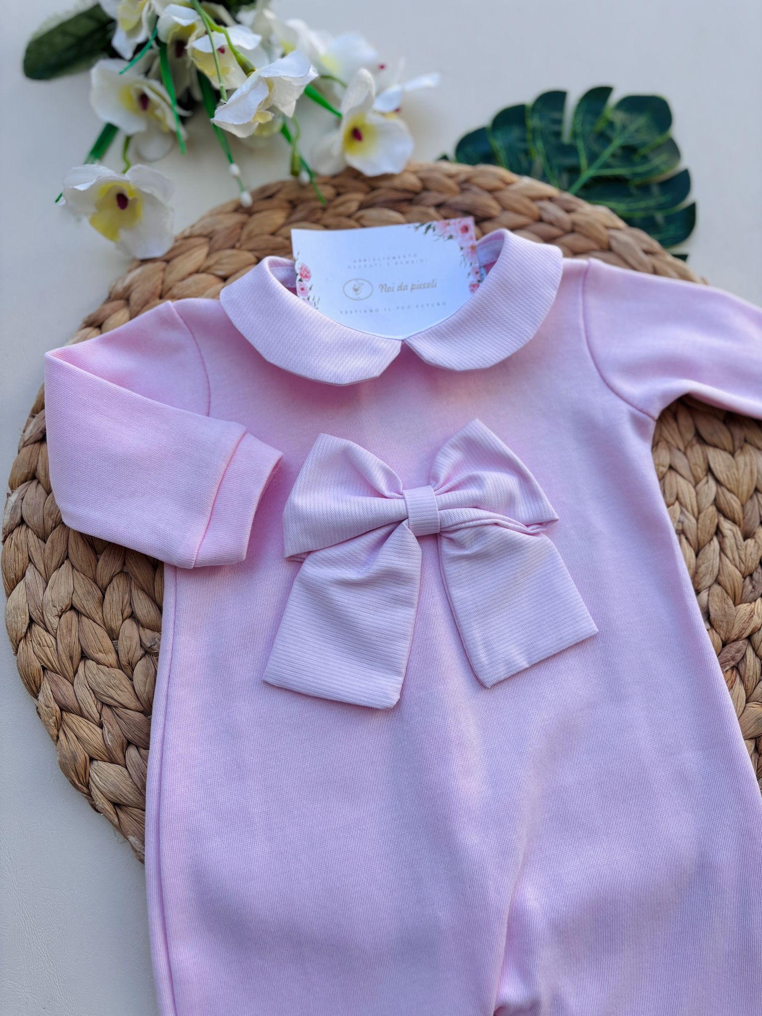 TUTINA IN COTONE CON FIOCCO ROSA - Noi da piccoli
