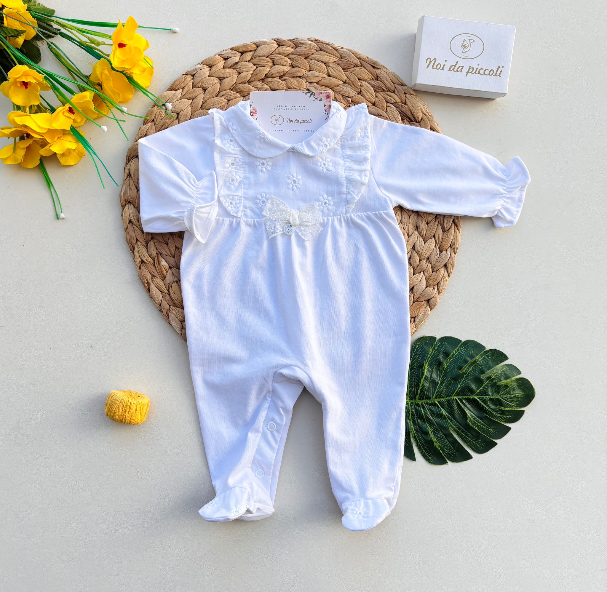 TUTINA IN COTONE CON FIORELLINI BIANCO - Noi da piccoli