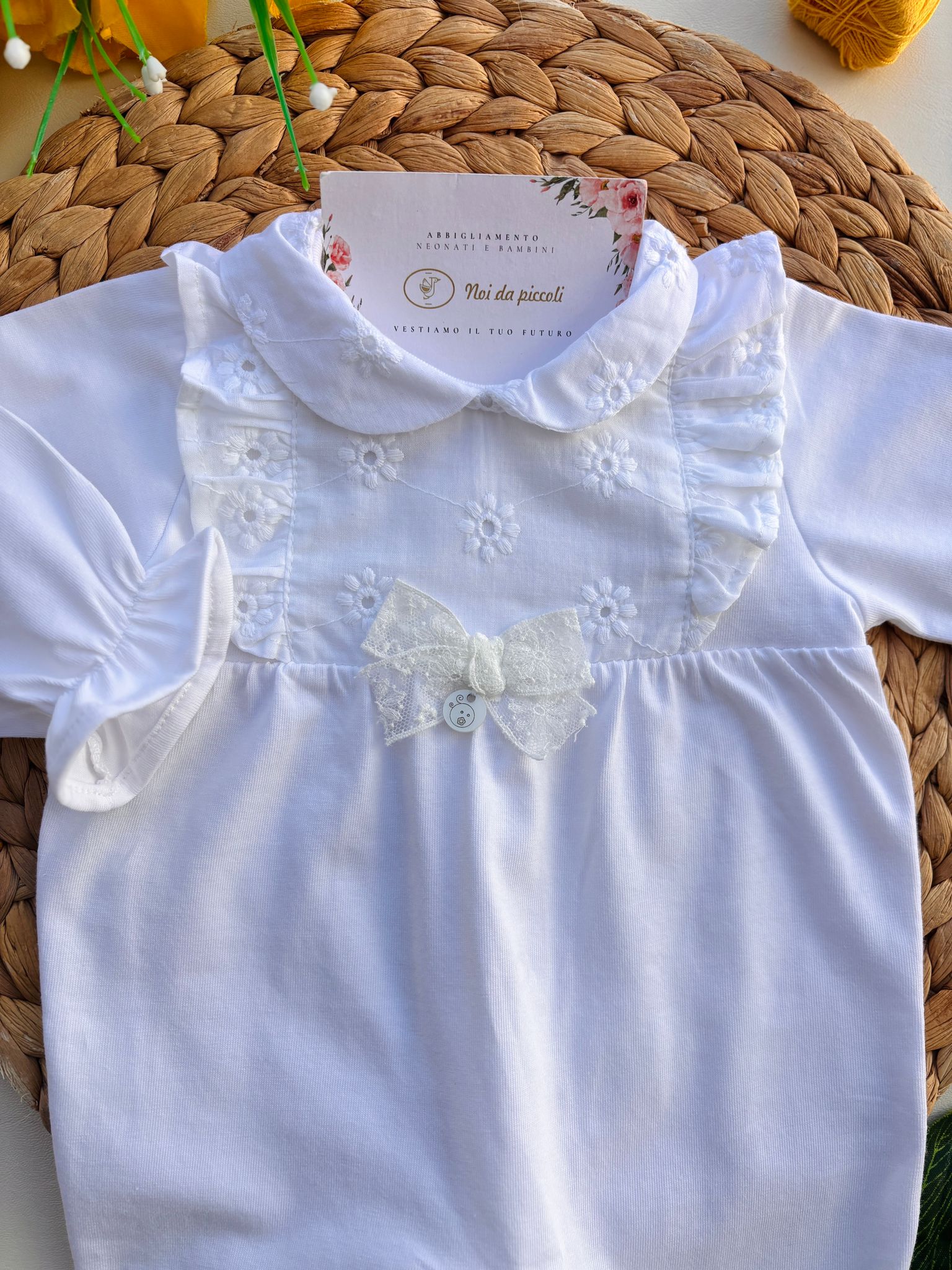 TUTINA IN COTONE CON FIORELLINI BIANCO - Noi da piccoli