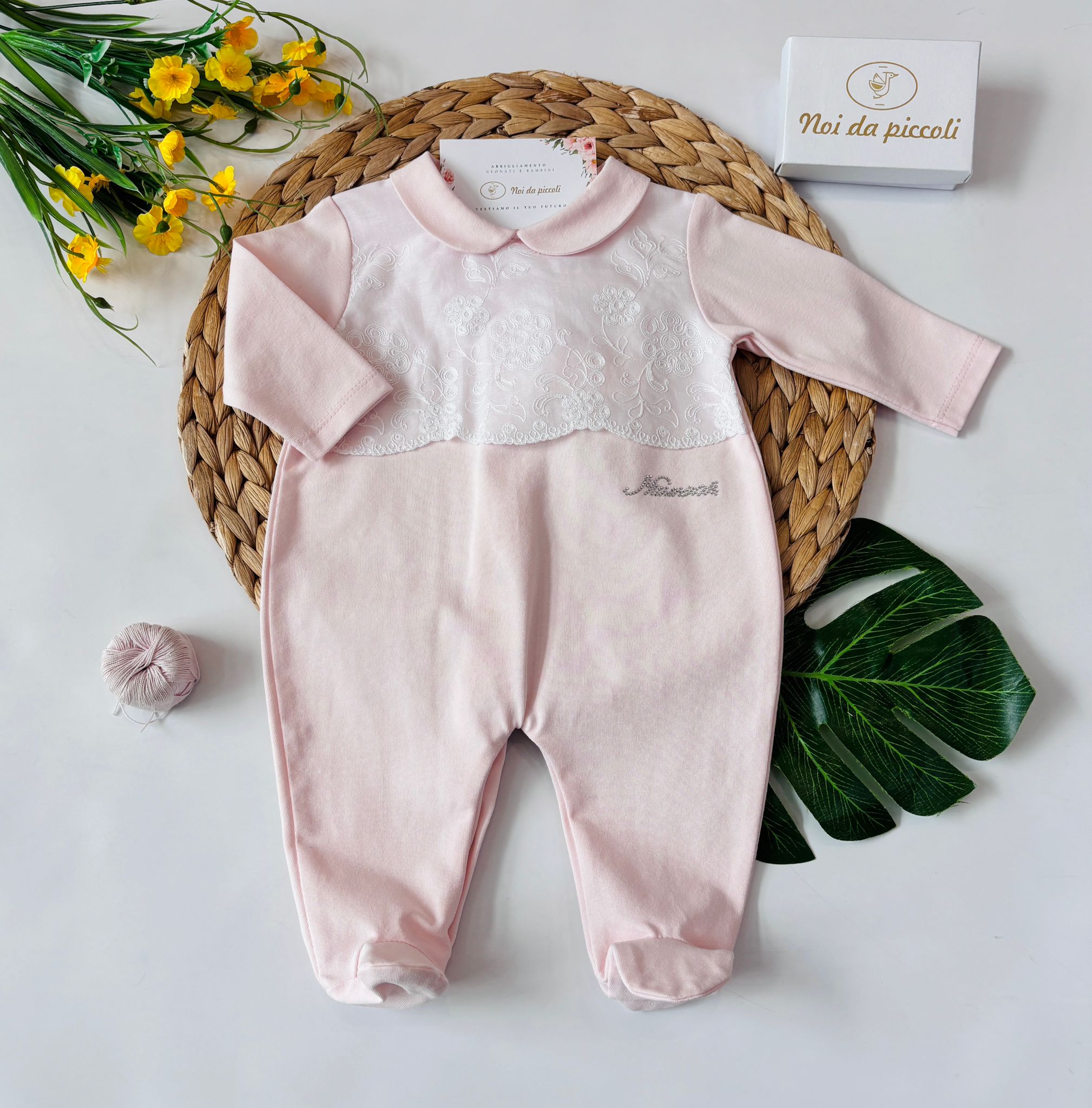 TUTINA IN COTONE CON FIORELLINI ROSA - Noi da piccoli