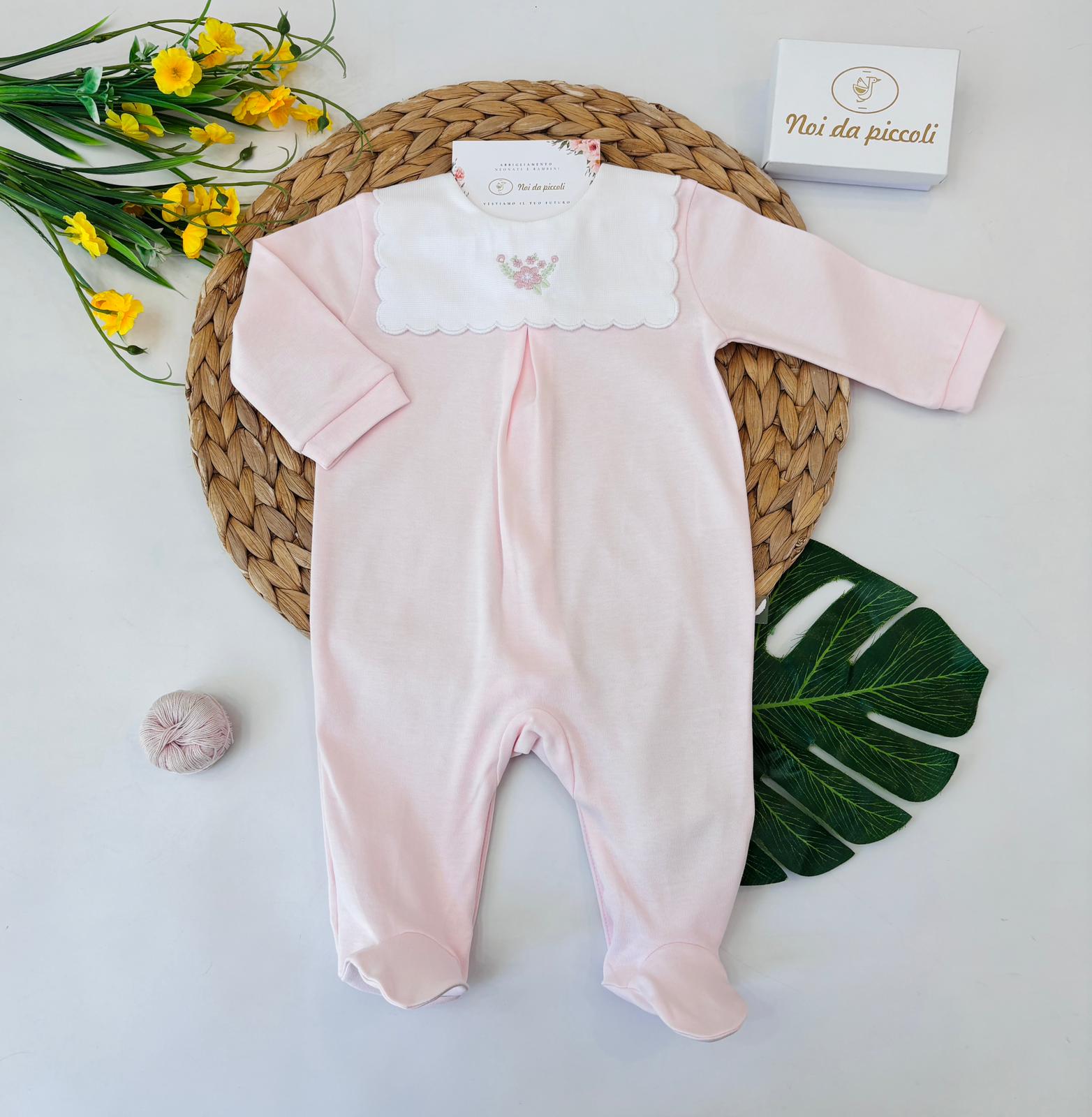 TUTINA IN COTONE CON FIORELLINO ROSA - Noi da piccoli