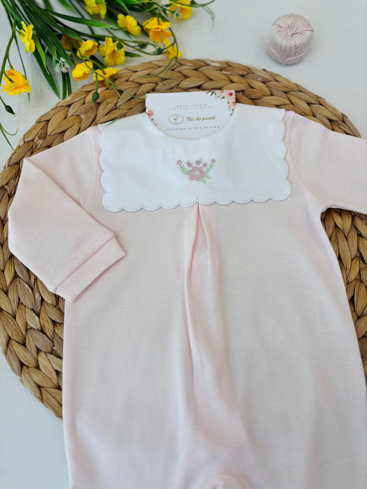 TUTINA IN COTONE CON FIORELLINO ROSA - Noi da piccoli