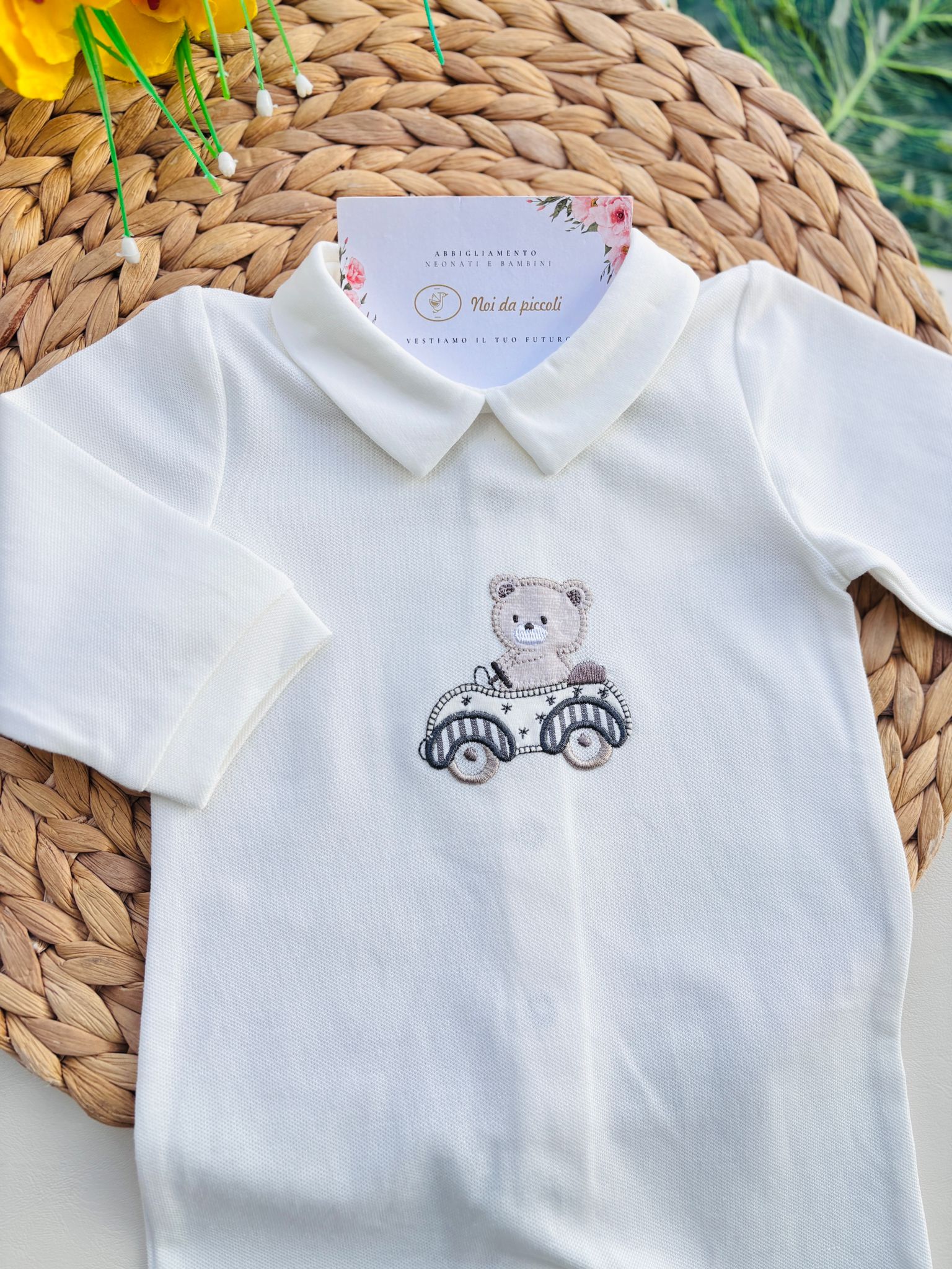 TUTINA IN COTONE CON ORSETTO CENTRALE CRUDO - Noi da piccoli