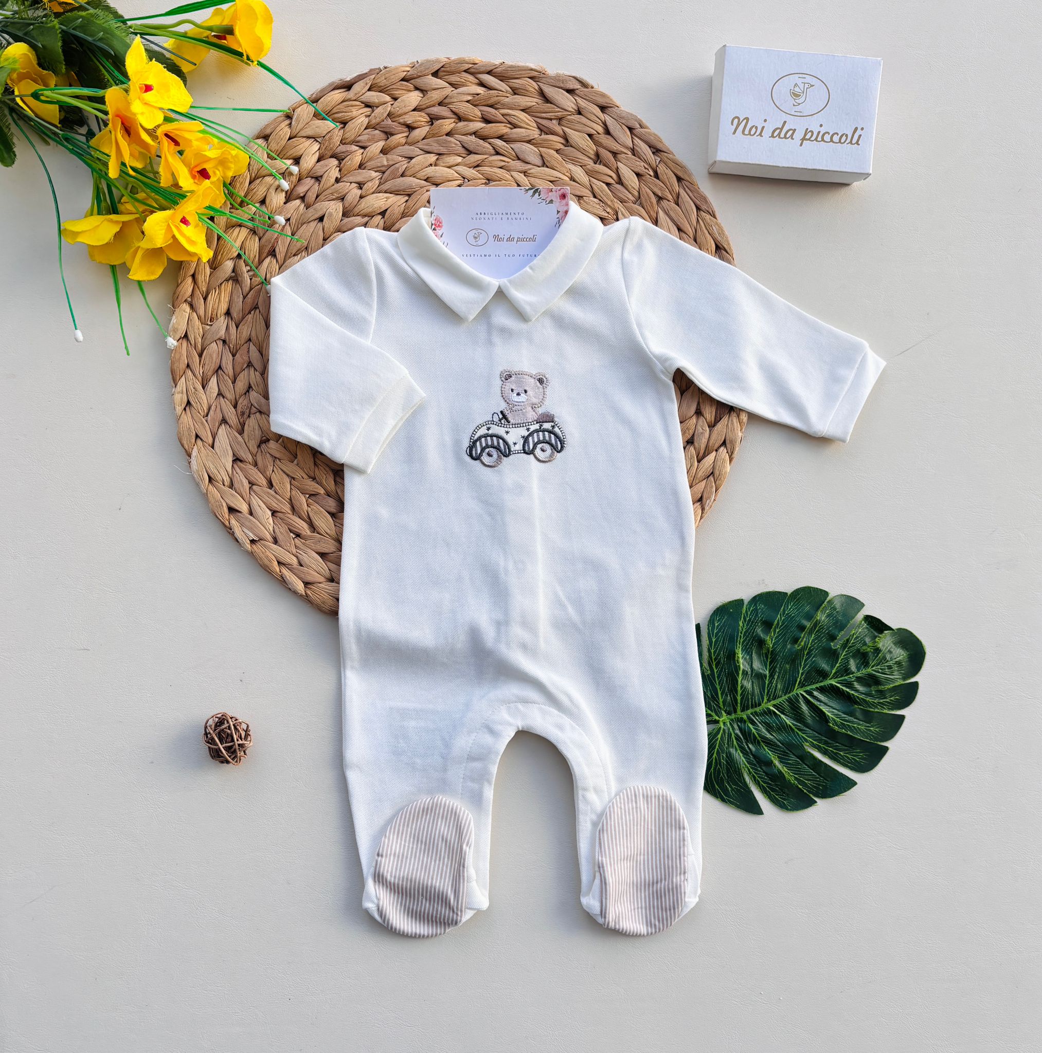 TUTINA IN COTONE CON ORSETTO CENTRALE CRUDO - Noi da piccoli