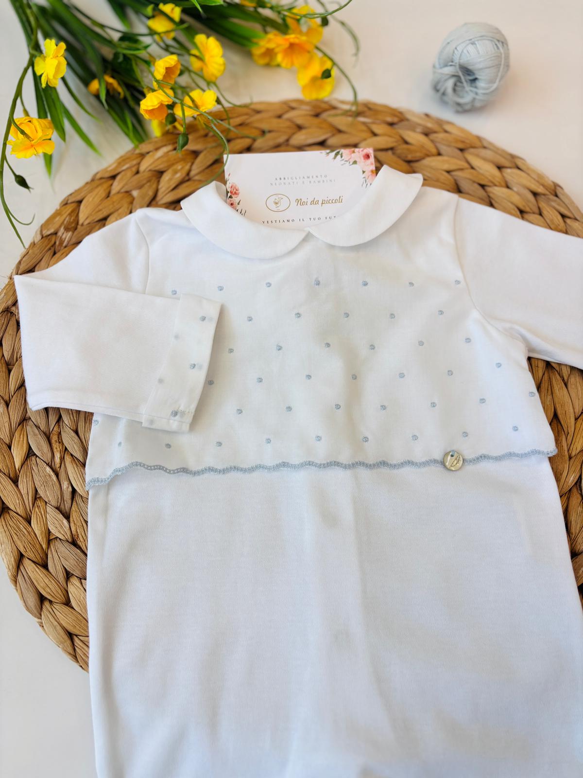 TUTINA IN COTONE CON PUNTINI NELLA PARTE SUPERIORE Bianco Cielo - Noi da piccoli