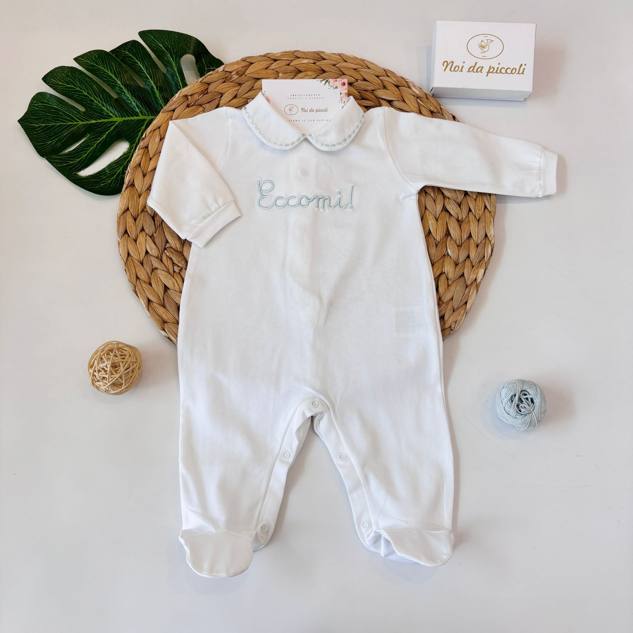 TUTINA IN COTONE "ECCOMI" BIANCO - Noi da piccoli