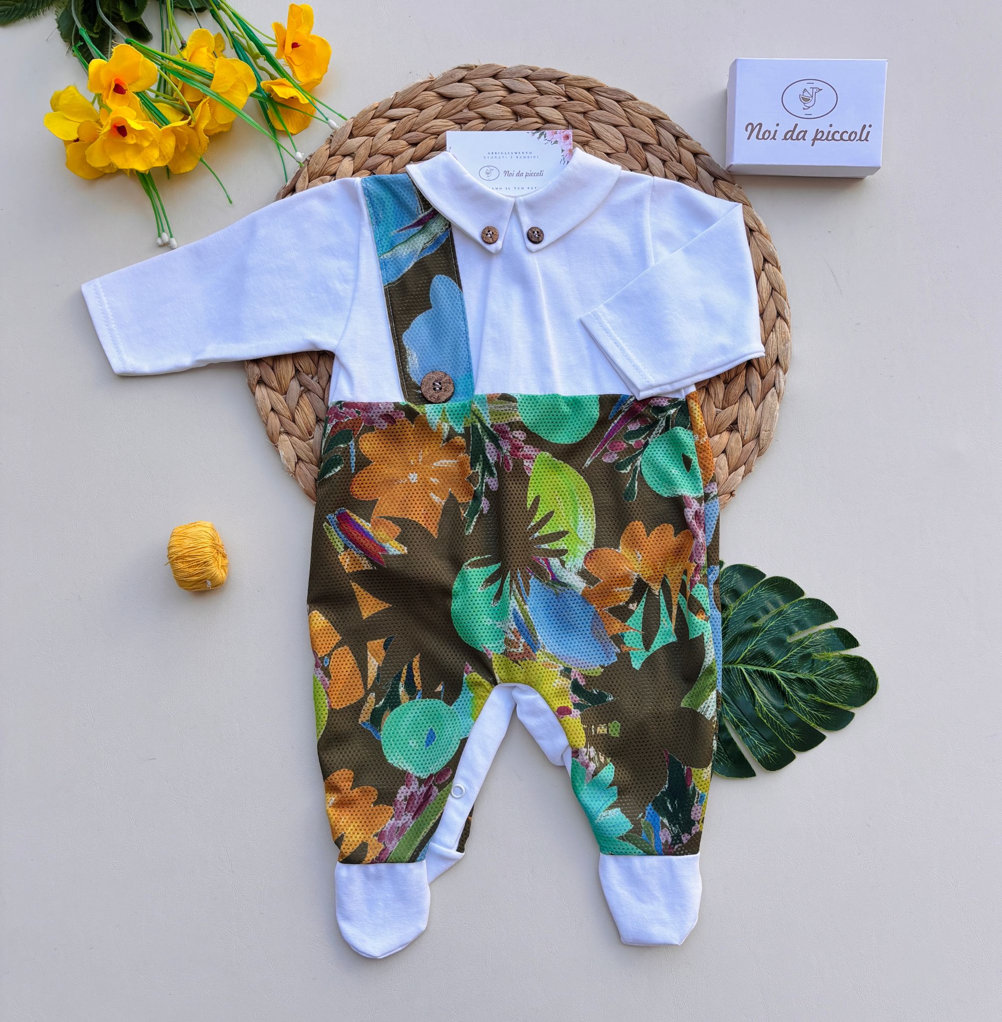 TUTINA IN COTONE FANTASIA JUNGLE BIANCO - Noi da piccoli