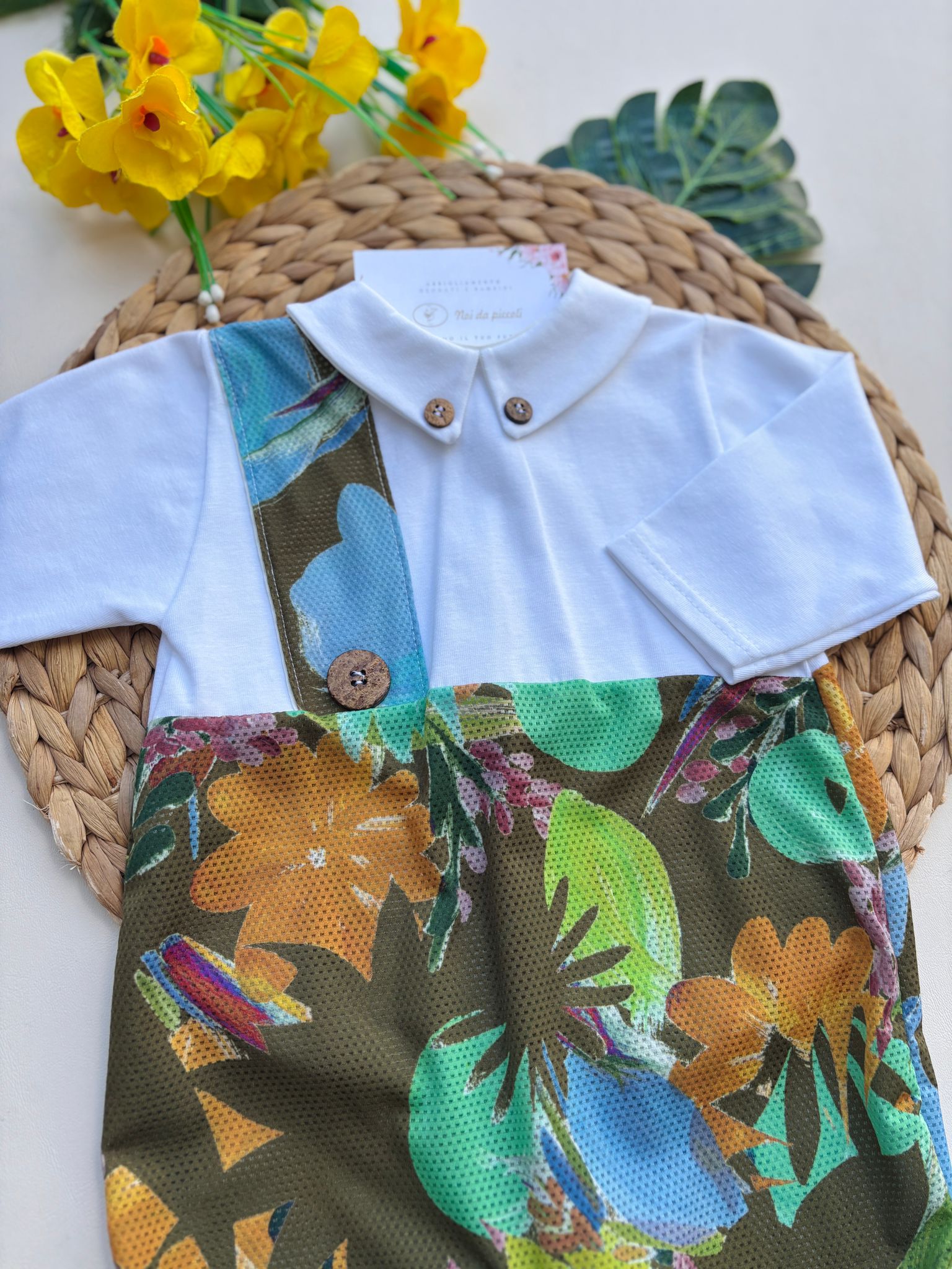 TUTINA IN COTONE FANTASIA JUNGLE BIANCO - Noi da piccoli