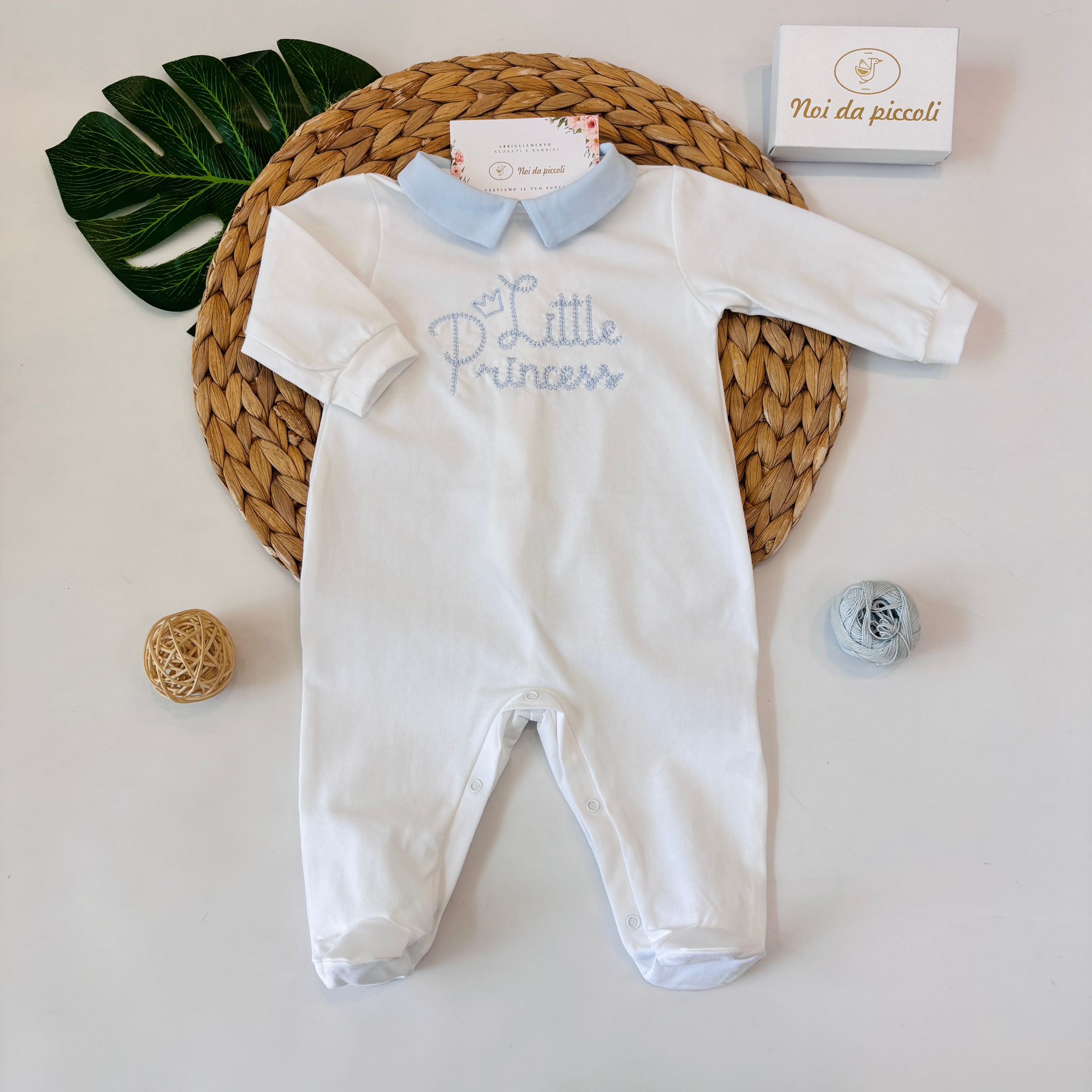 TUTINA IN COTONE "LITTLE PRINCESS" BIANCO CIELO - Noi da piccoli