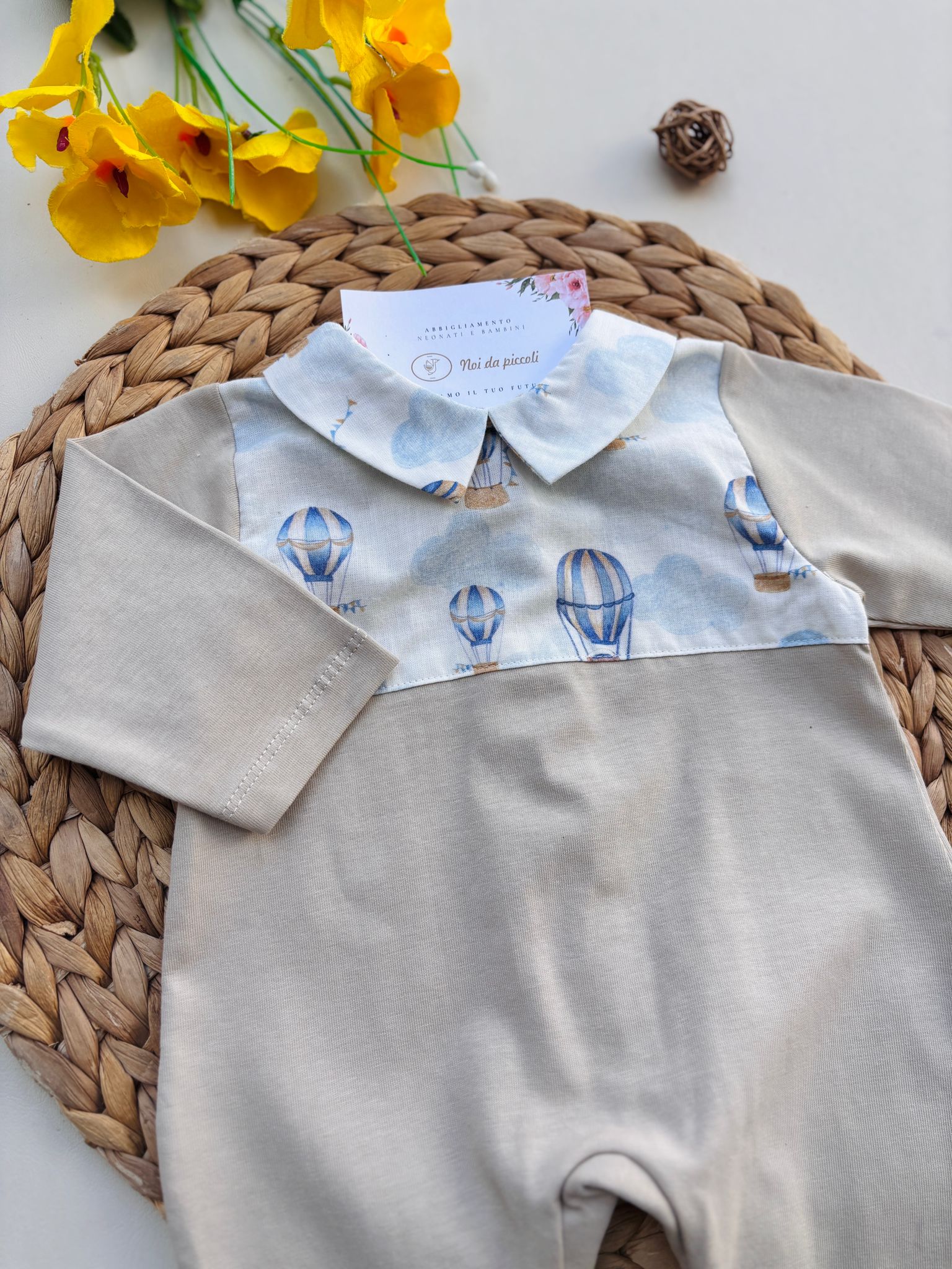 TUTINA IN COTONE MONGOLFIERE BEIGE - Noi da piccoli