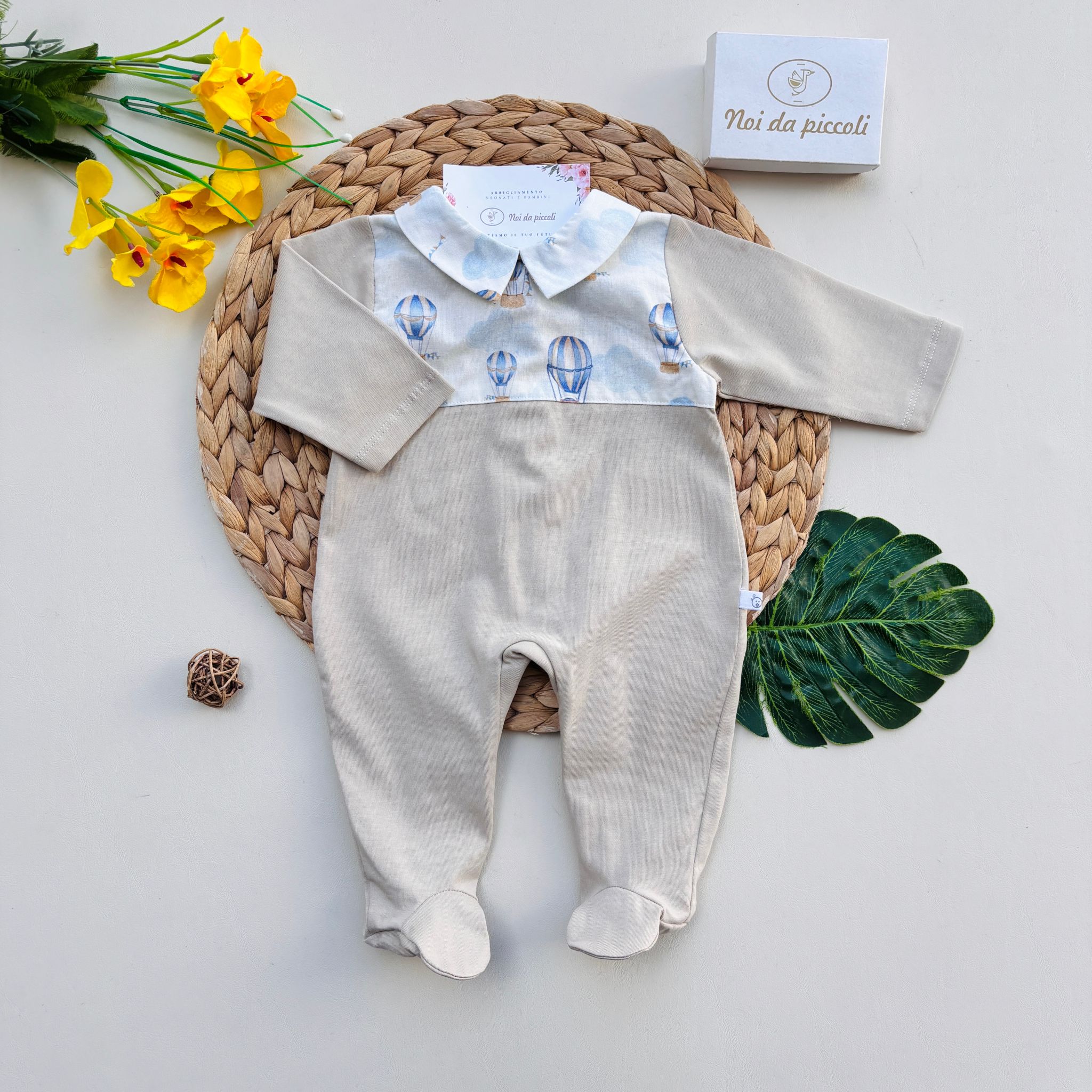 TUTINA IN COTONE MONGOLFIERE BEIGE - Noi da piccoli