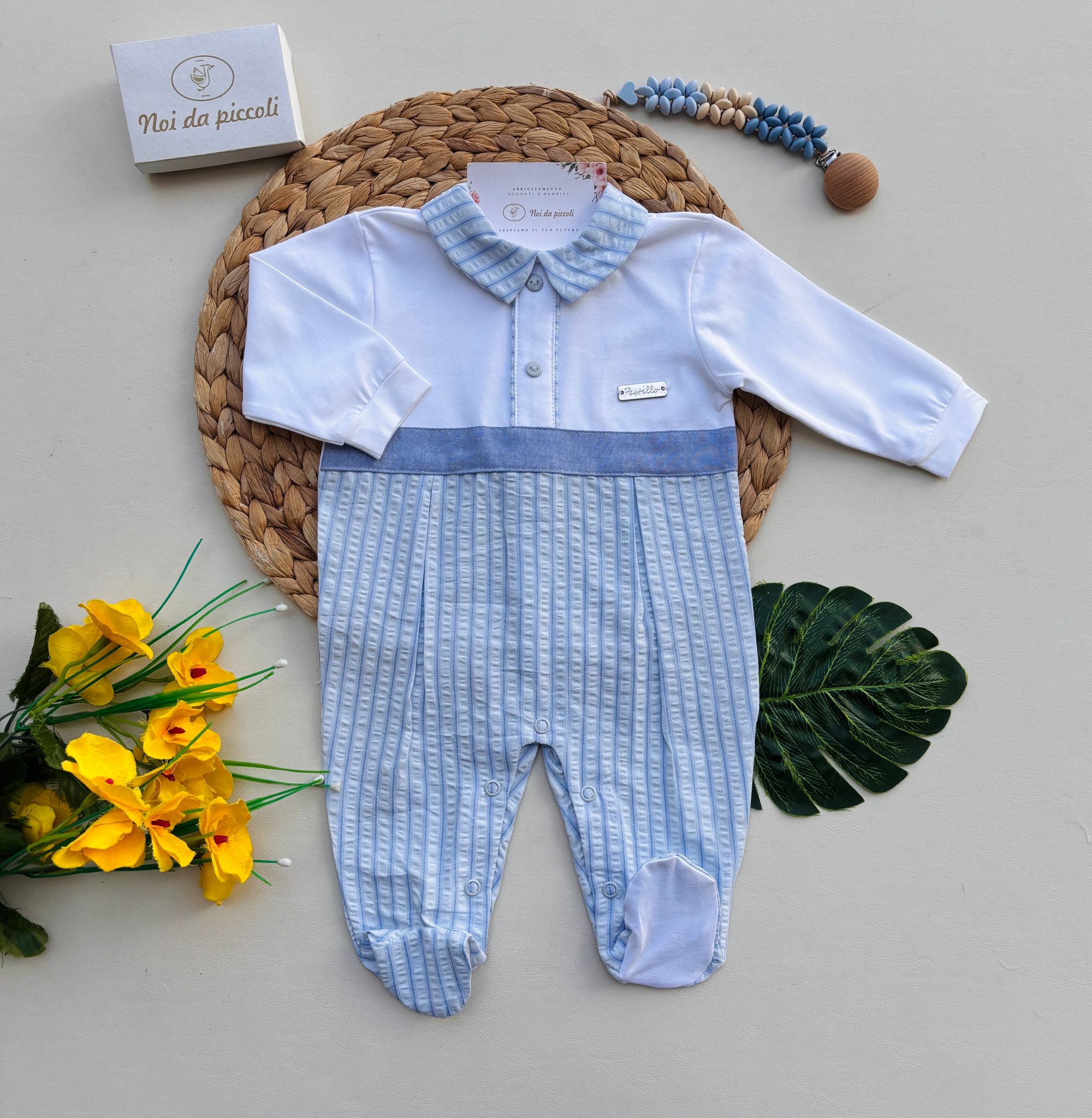 TUTINA IN COTONE RIGATA BIANCO CIELO - Noi da piccoli