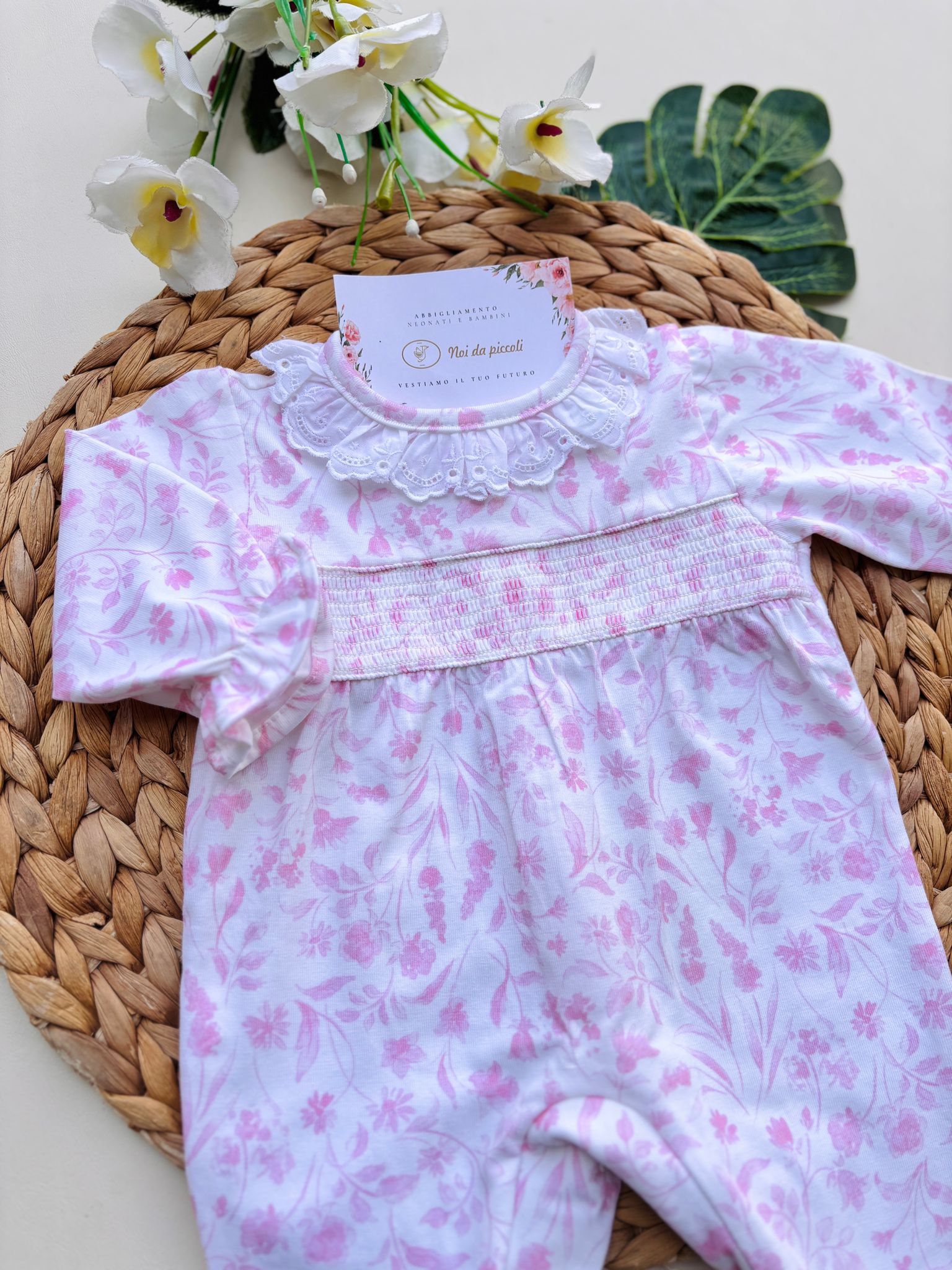 TUTINA IN COTONE ROSA CON PUNTO SMOK - Noi da piccoli
