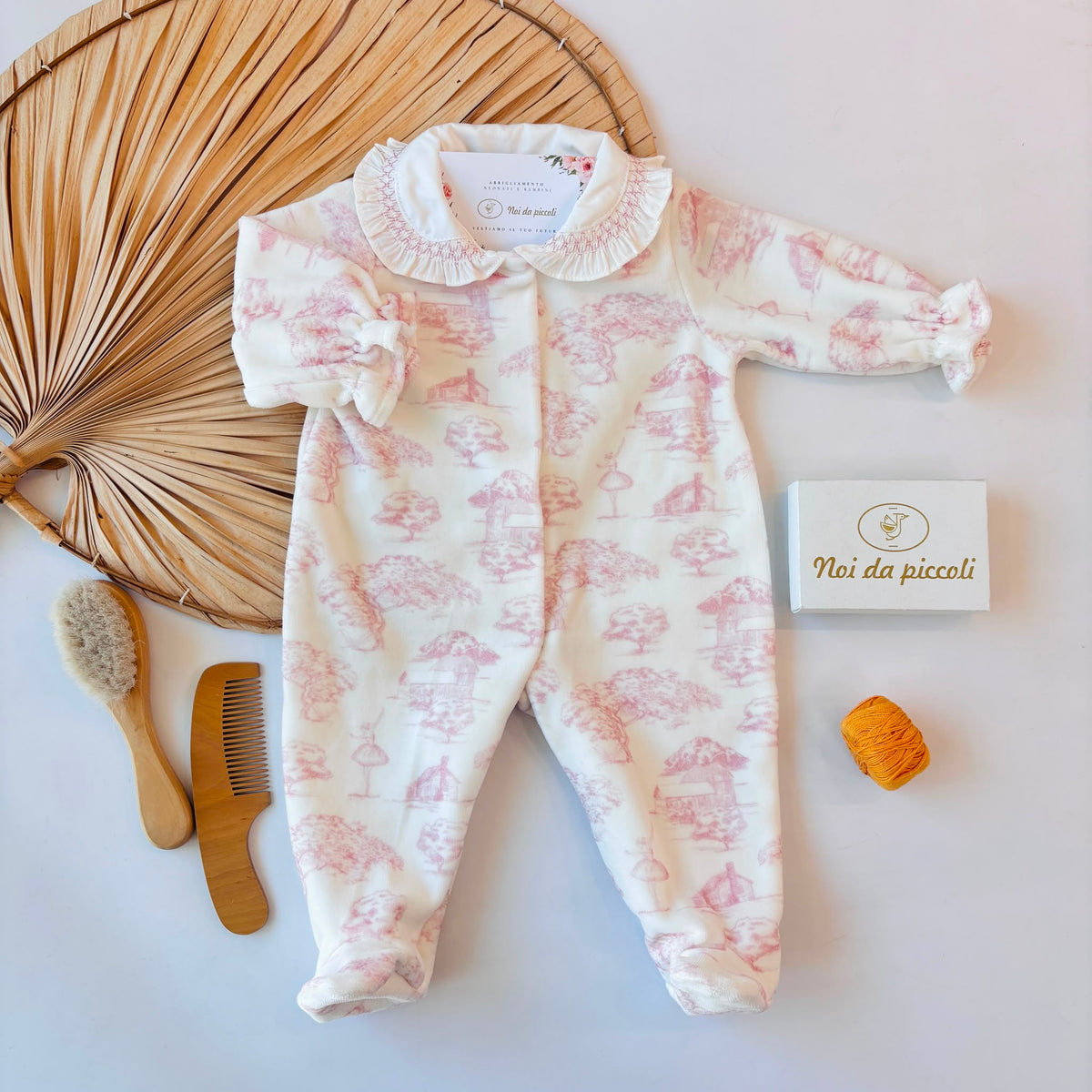 Pink Velvet One-Piece with Smocked Collar