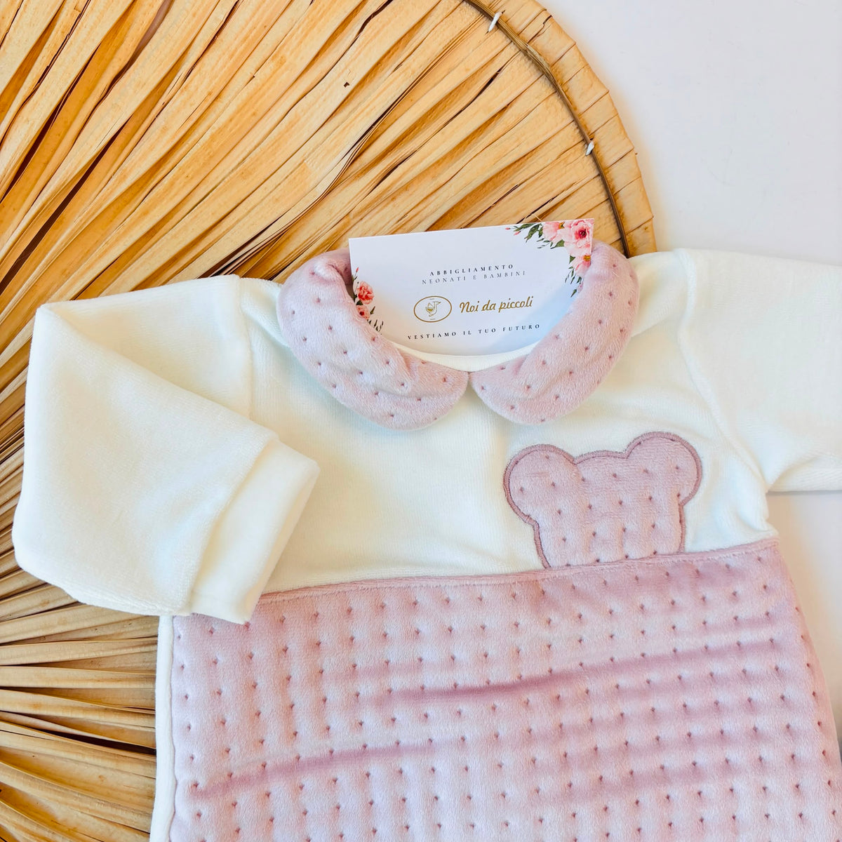 TUTINA IN VELLUTO CON TEDDY LATERALE ROSA - Noi da piccoli
