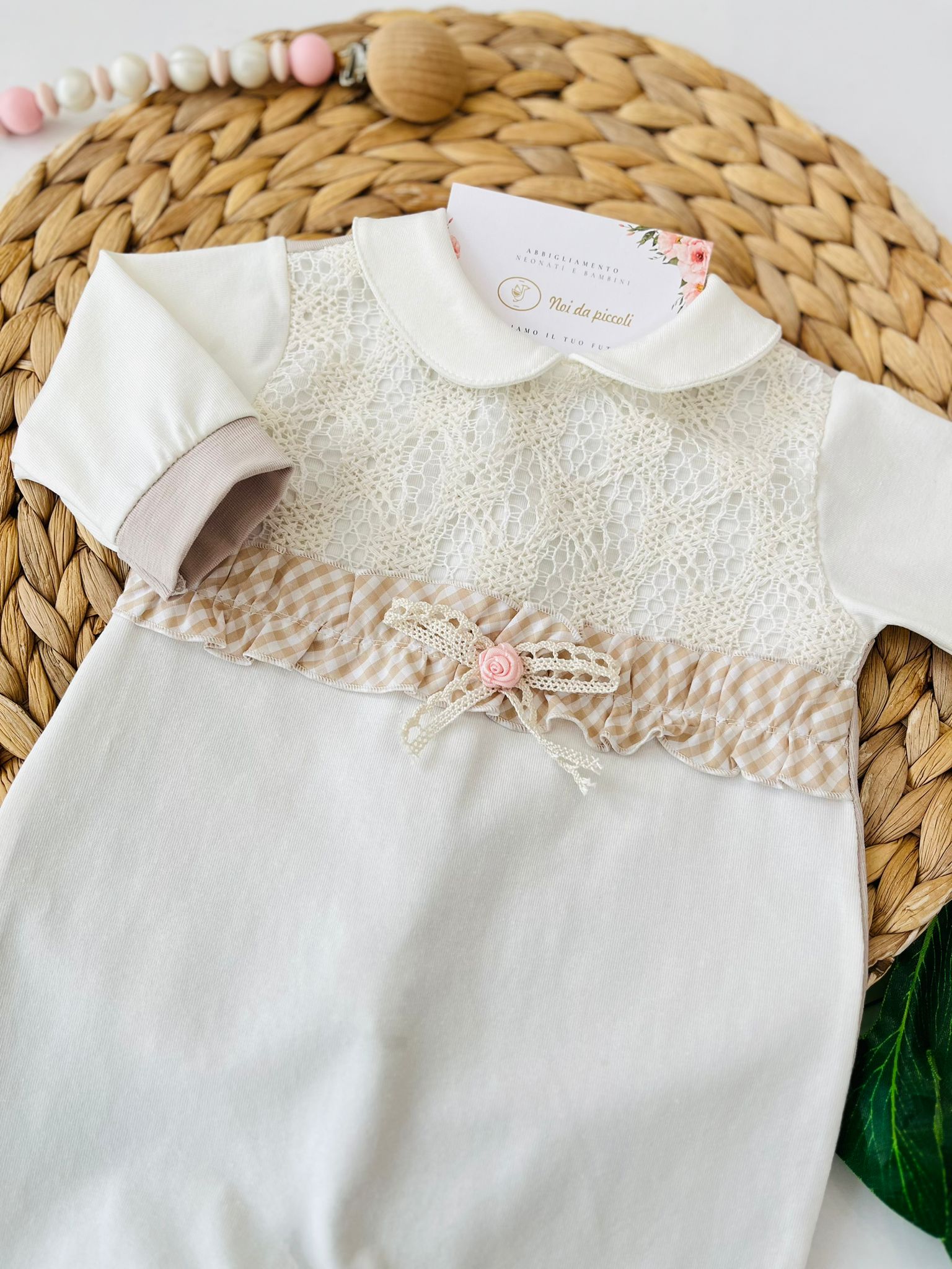 TUTINA MACRAME' 100 % COTONE BIANCO BEIGE - Noi da piccoli