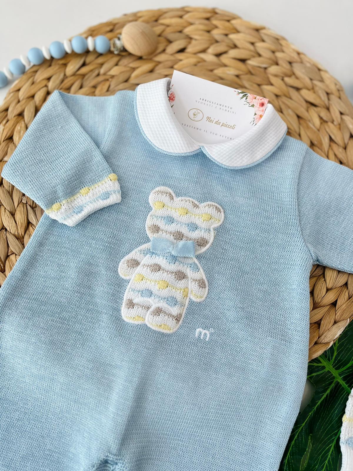 TUTINA ORSETTO CON PARURE 100% FILO DI COTONE POLVERE MULTICOLOR - Noi da piccoli