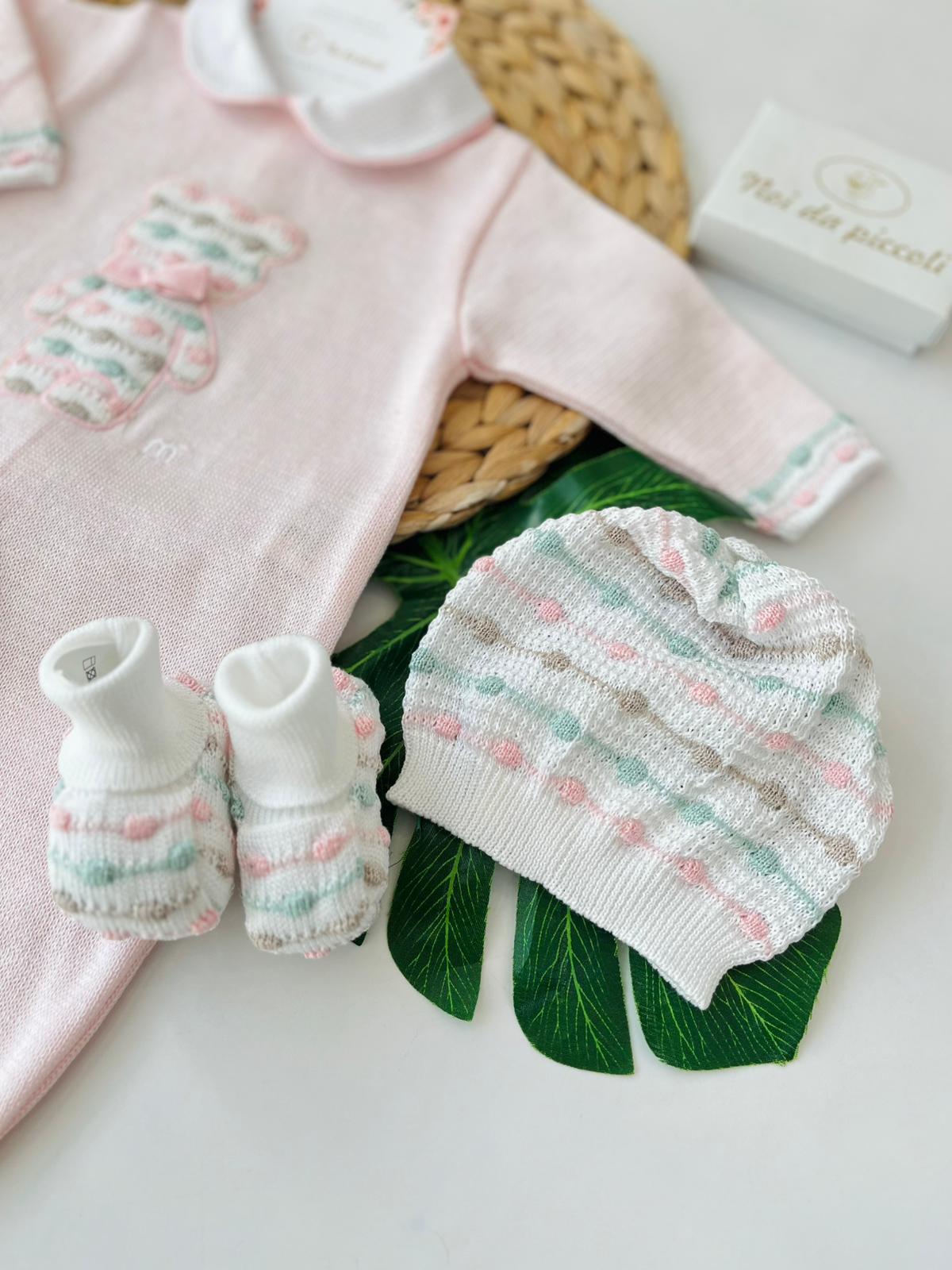 TUTINA ORSETTO PARURE 100% FILO DI COTONE PESCO MULTICOLOR - Noi da piccoli