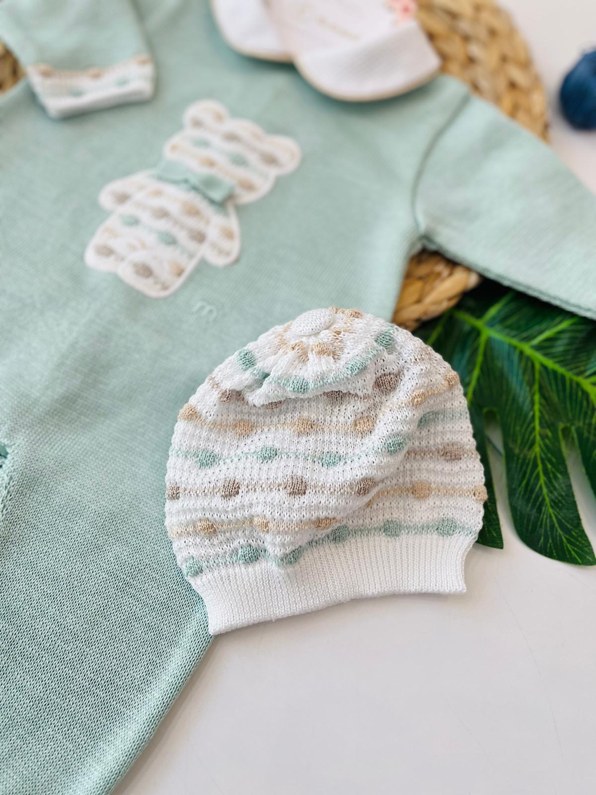 TUTINA ORSETTO PARURE 100% FILO DI COTONE SALVIA MULTICOLOR - Noi da piccoli