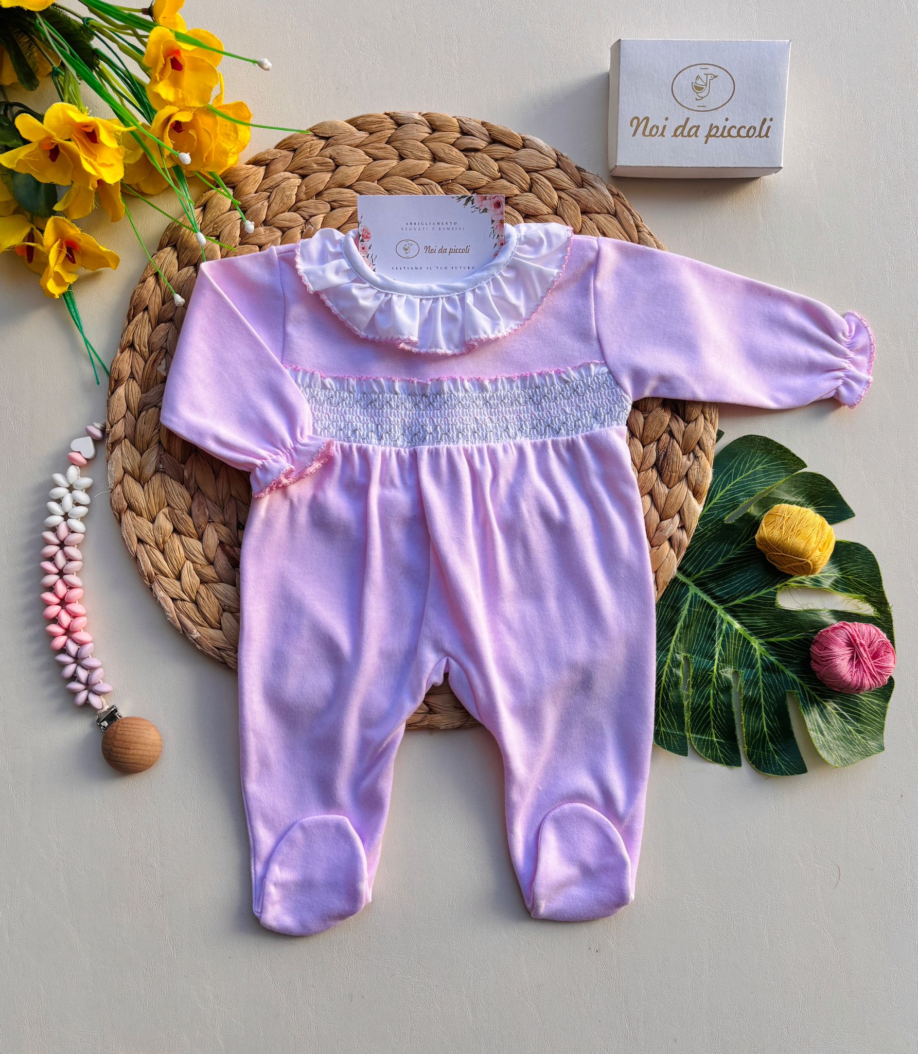 TUTINA PUNTO SMOK CENTRALE COTONE CALDO ROSA - Noi da piccoli