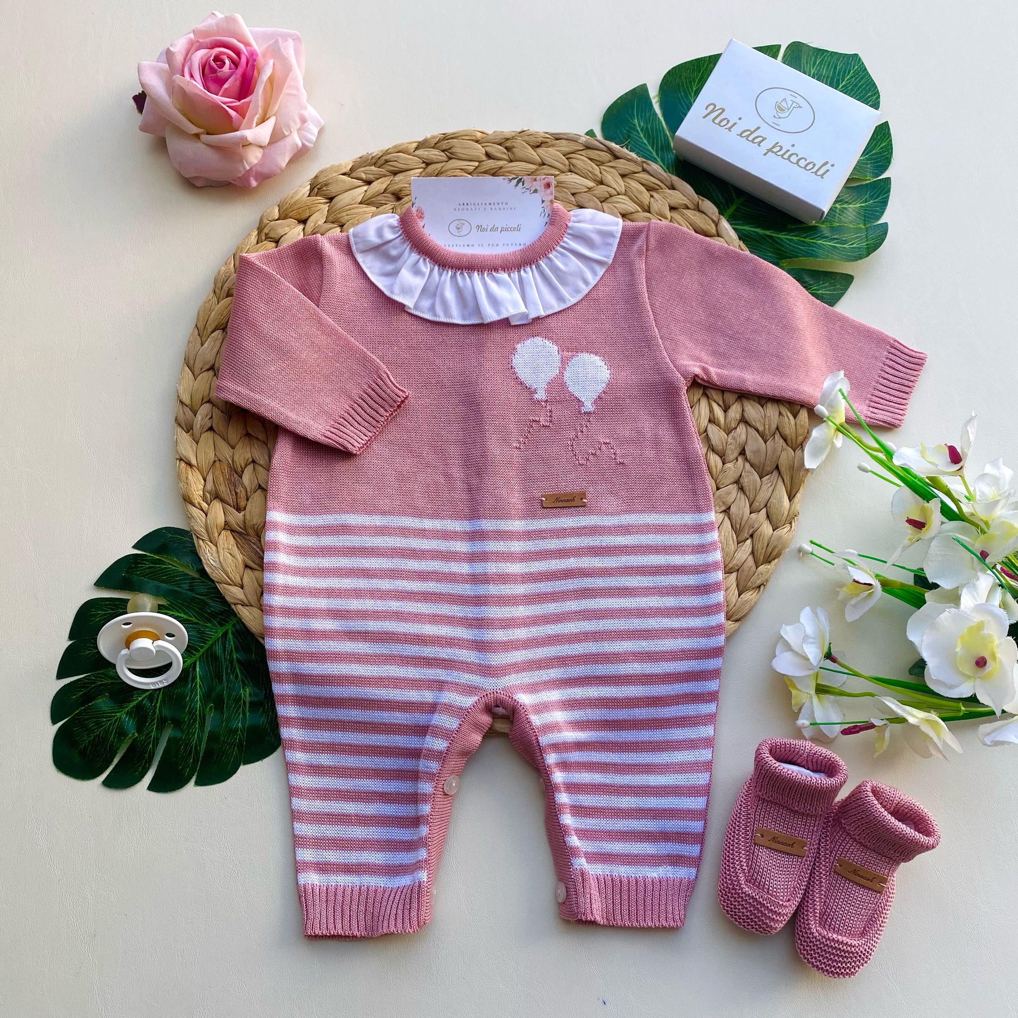 TUTINA ROSA E BIANCA A RIGHE CON BABBUCCE - Noi da piccoli
