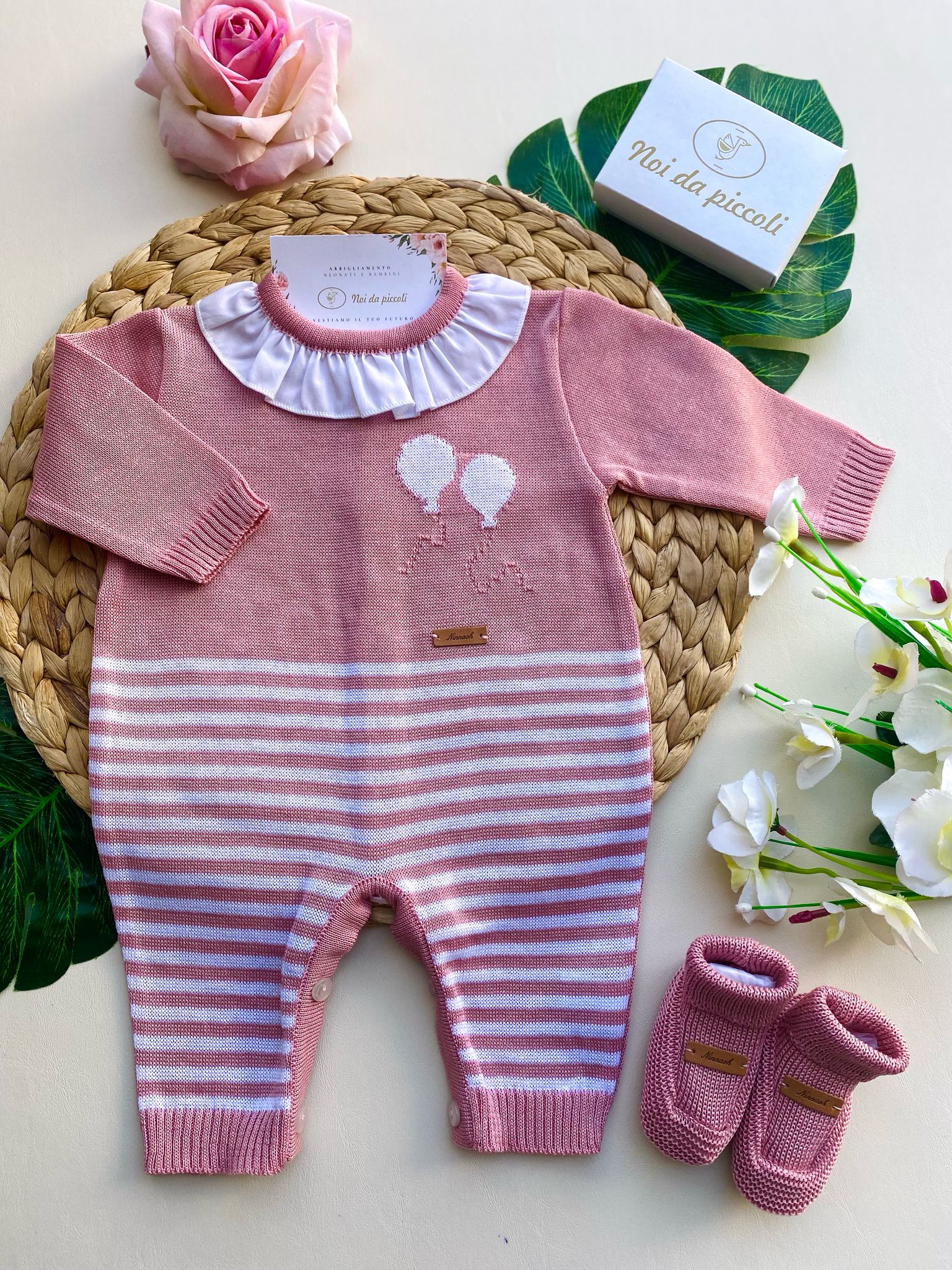 TUTINA ROSA E BIANCA A RIGHE CON BABBUCCE - Noi da piccoli