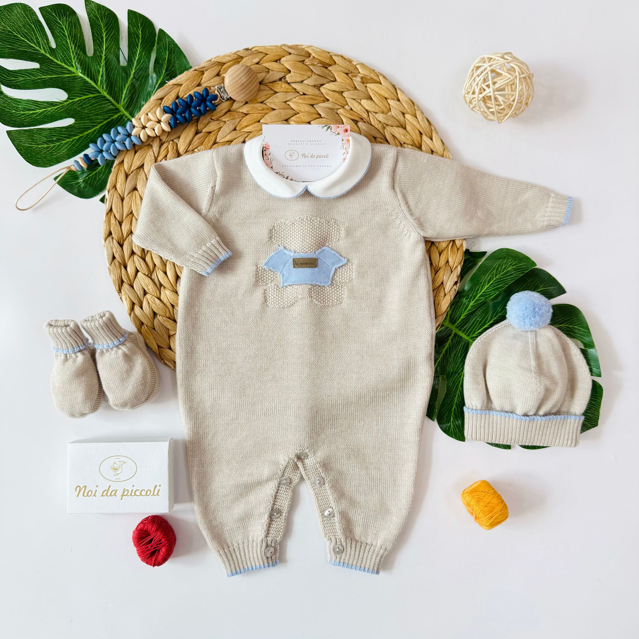 TUTNA CON SET PARURE 100% LANA BEIGE - Noi da piccoli