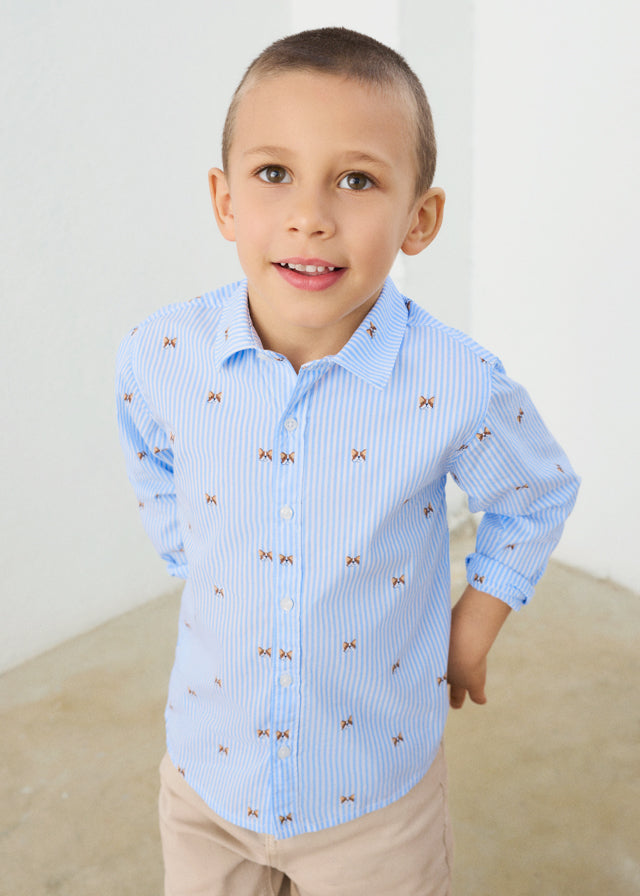CAMICIA IN COTONE CALDO CIELO CON PICCOLI CON PATTERN MICO-STAMPATO